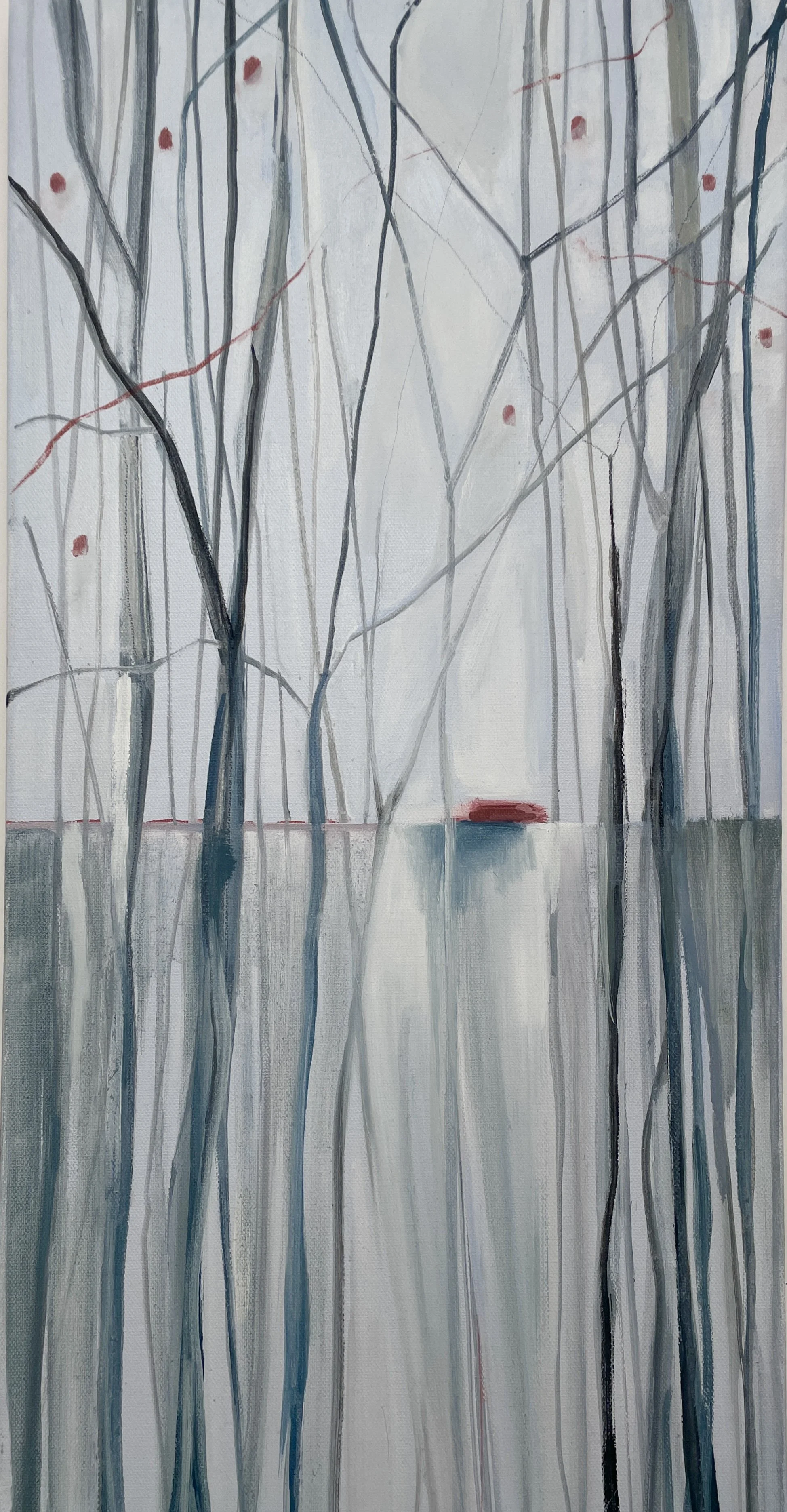 SOLD Northern birch, oil on canvas 30 x 60cm, was £330 sale price £190
