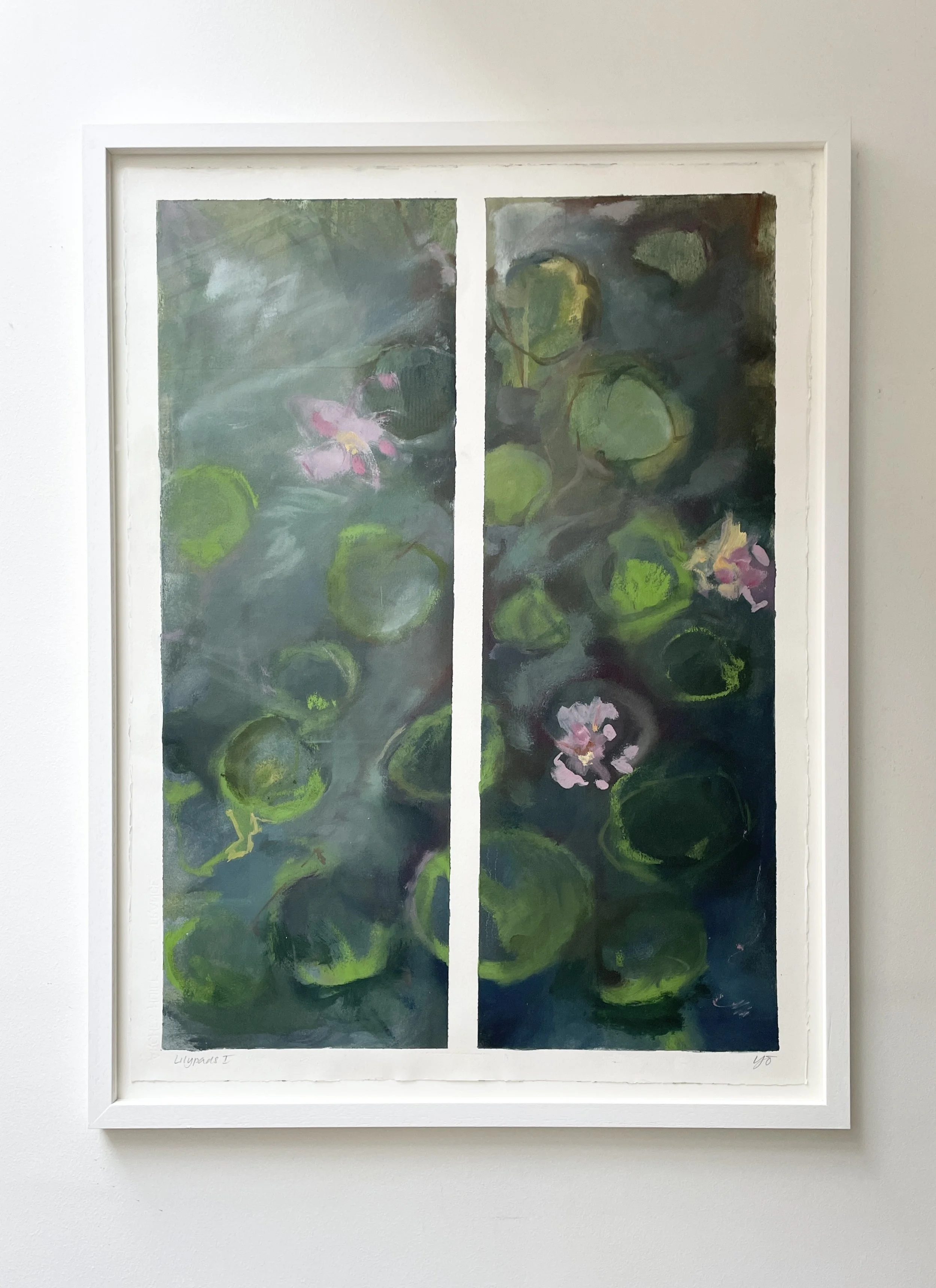 Lilypads 2, oil on paper, framed, 83x63cm