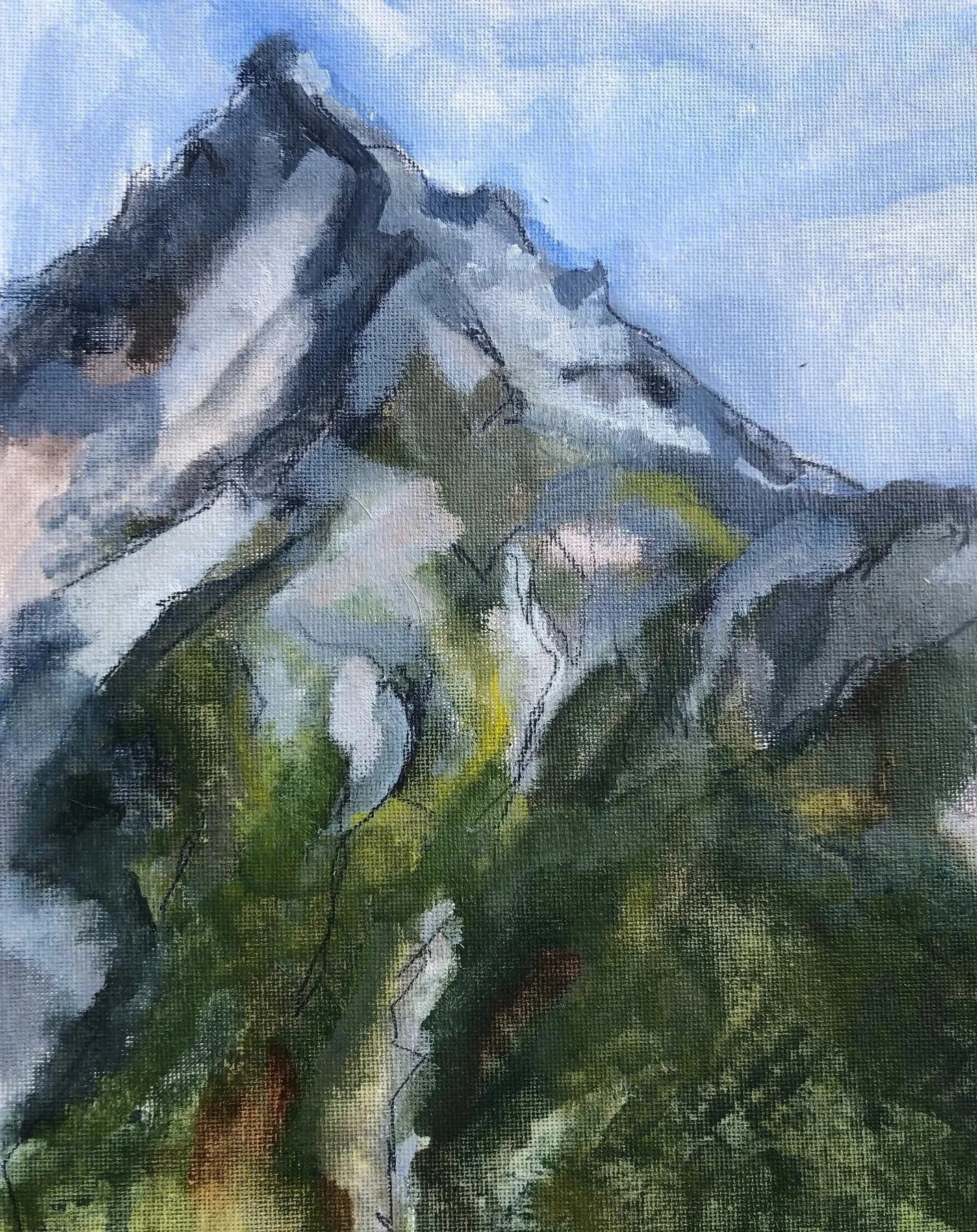 Petit Dents de Veisivi, oil on board unframed 20x25cm (was £150) now £75