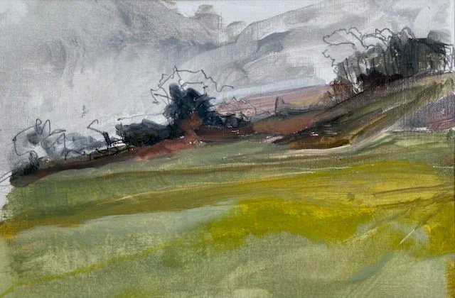 To the Chattri 1, oil on paper in mount 25x30cm (was £100) now £50