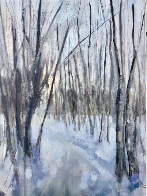 Birchwood, Lappland. OIl on paper, framed in white wood and glass. 50x60cm. Was £700, SALE £400