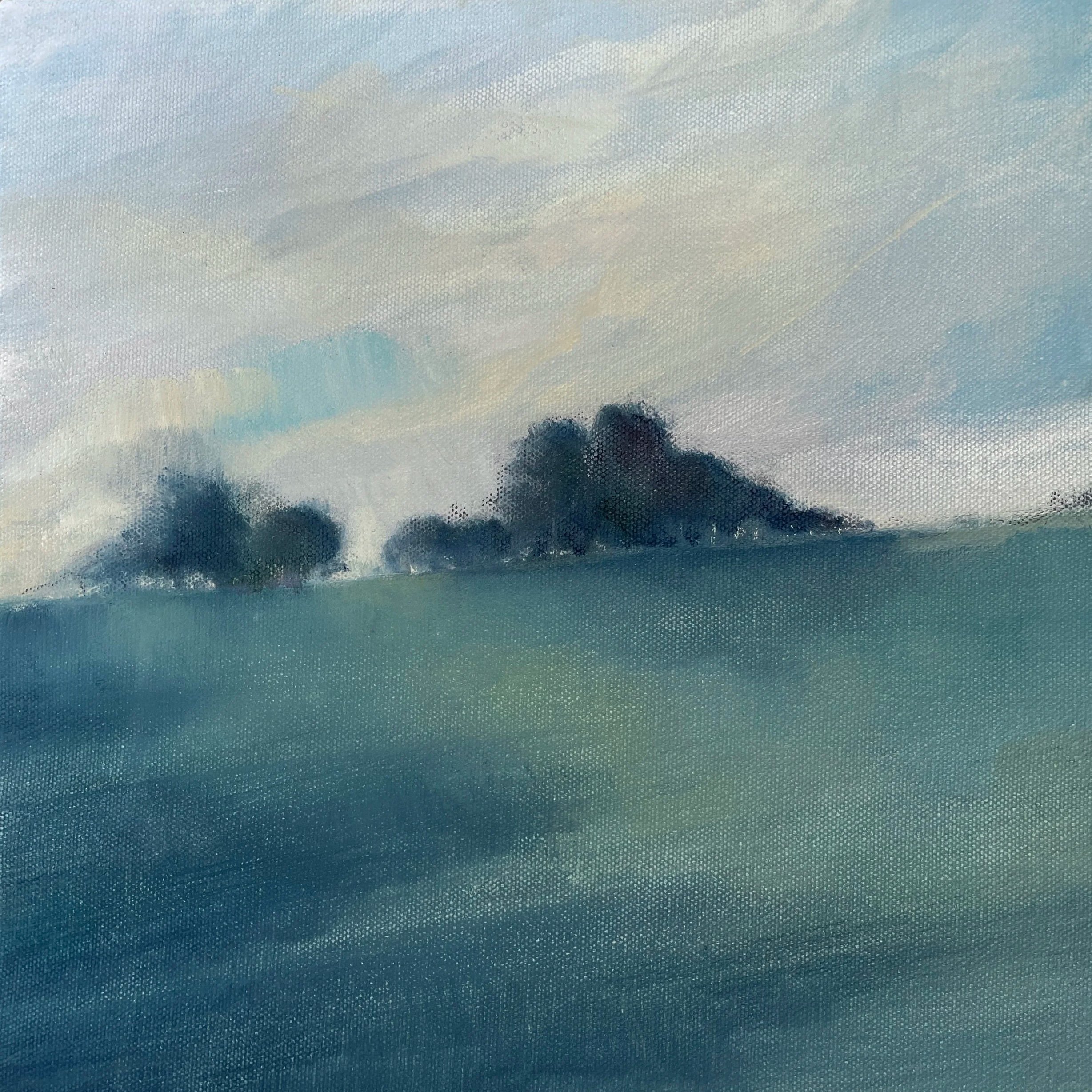 A month of long shadows, oil on canvas framed 30x30cm was £300 sale price £150.