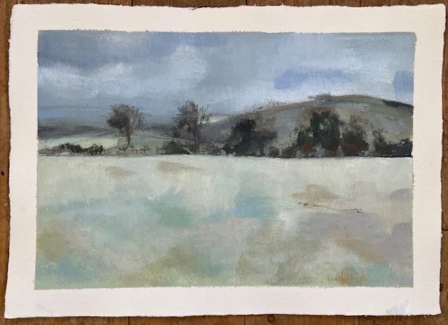 Treeline, oil on khadi paper, backed and cello wrapped, 30 x 42cm. Was £300 sale price £200