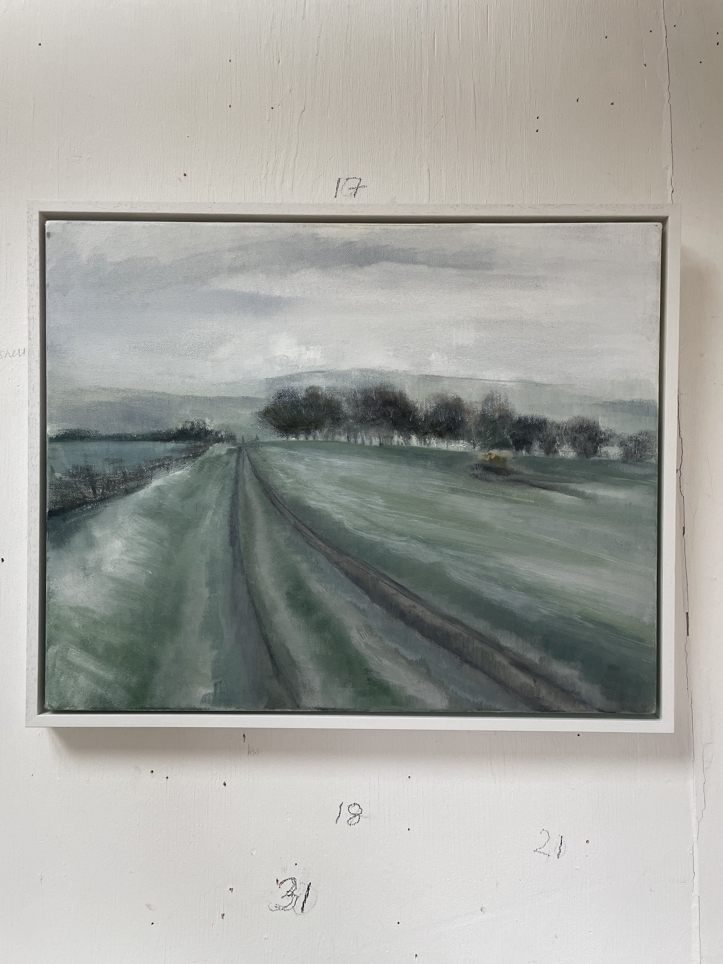 Track to Beddingham Hill oil on canvas 40x50 cm framed was £450 sale price £300