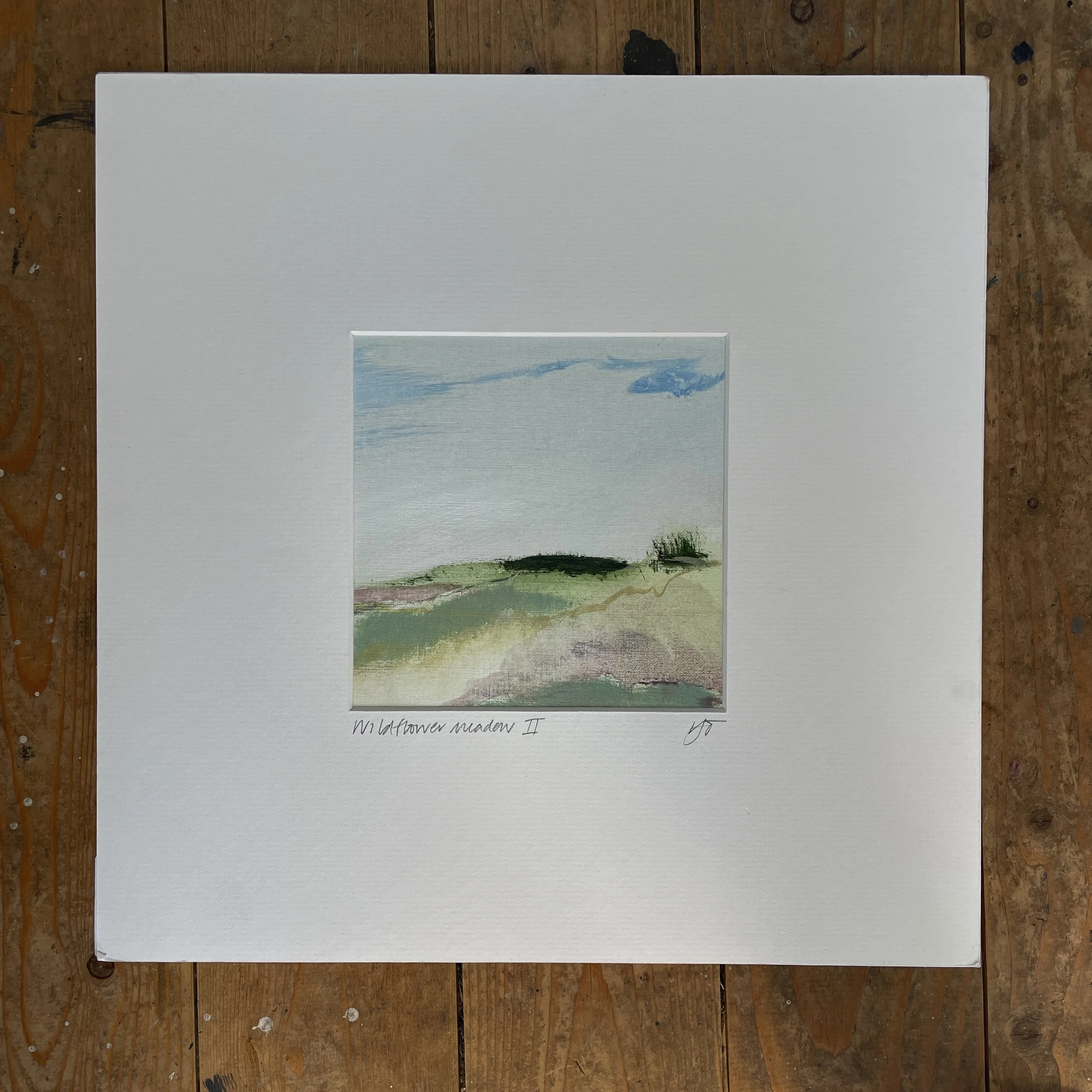 Wildflower meadow 2, oil on paper supplied in 40x40cm mount ready to frame. Was £150 sale price £80