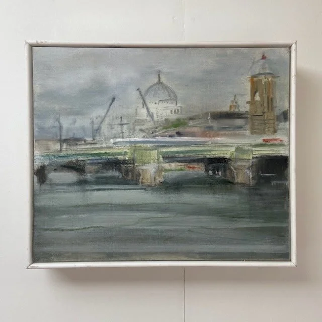 Train out of Cannon Street, oil on board framed 25x30cm (was £330) not £100