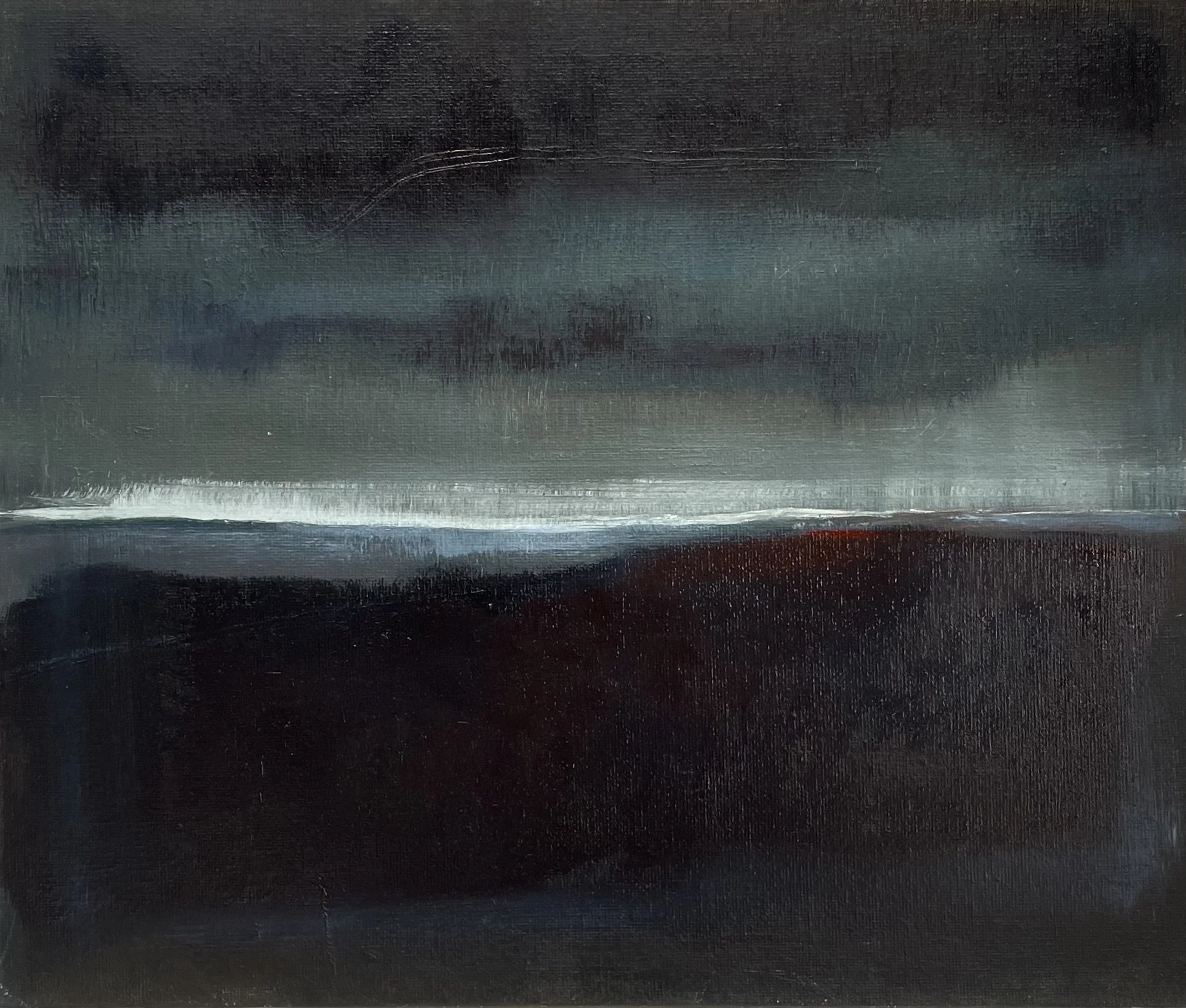 Deluge, oil on board, framed, 20x30cm
