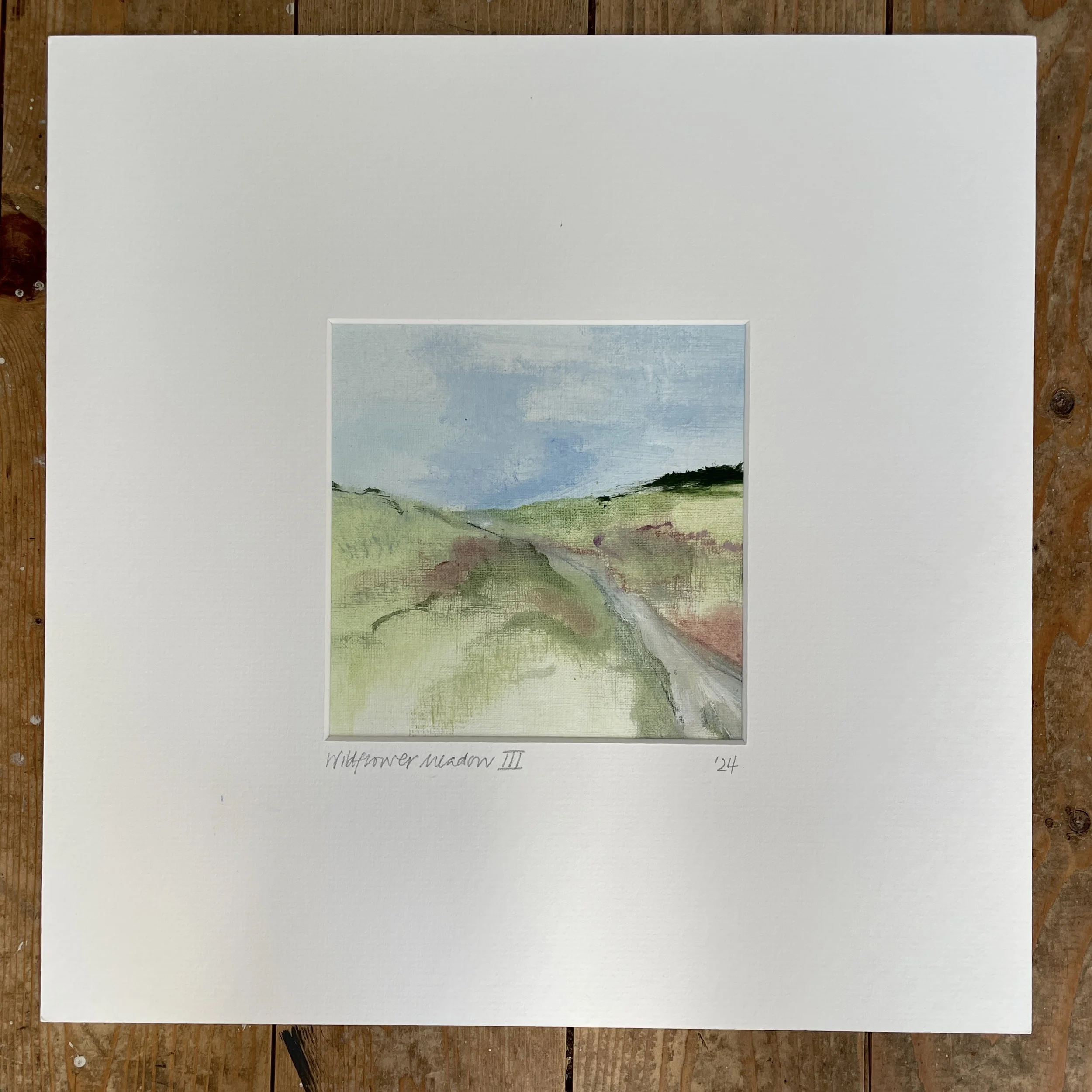 Wildflower meadow 3, oil on paper supplied in 40x40cm mount ready to frame. Was £150 sale price £80