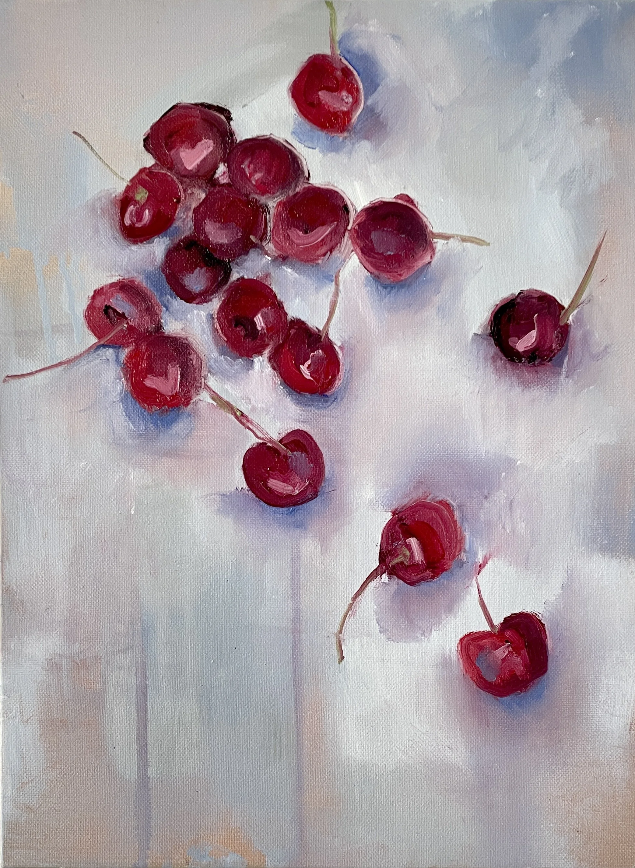 Cherries from the bag, oil on canvas 30 x 40