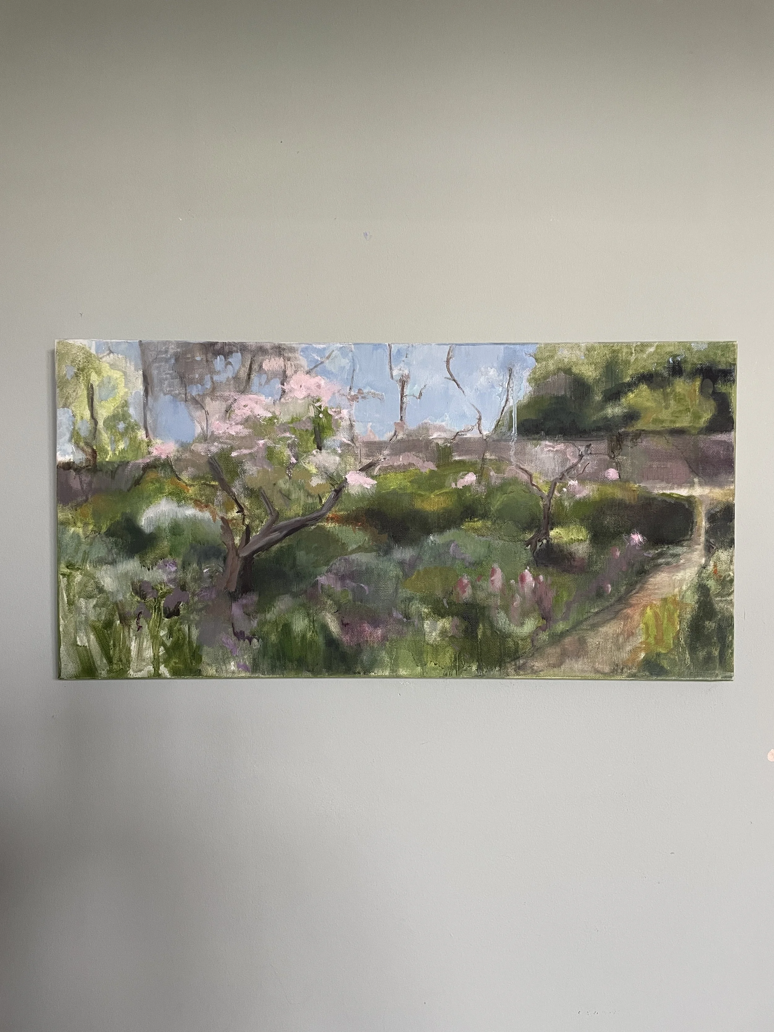 The Gardens at Charleston, oil on canvas 30x60cm (was £450) now £230