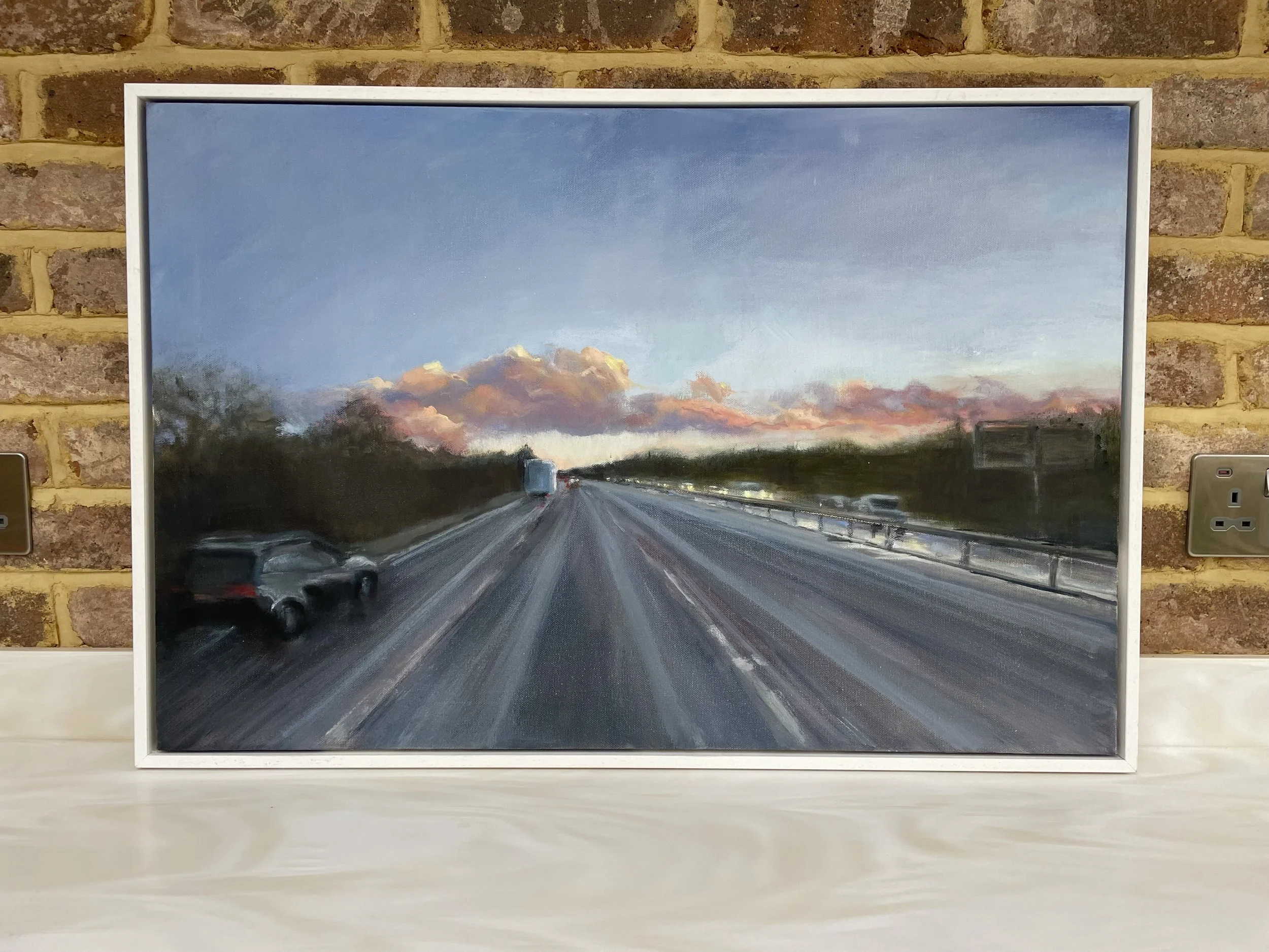 Sunset on the M23, oil on canvas 50x74cm framed (was £800) now £390