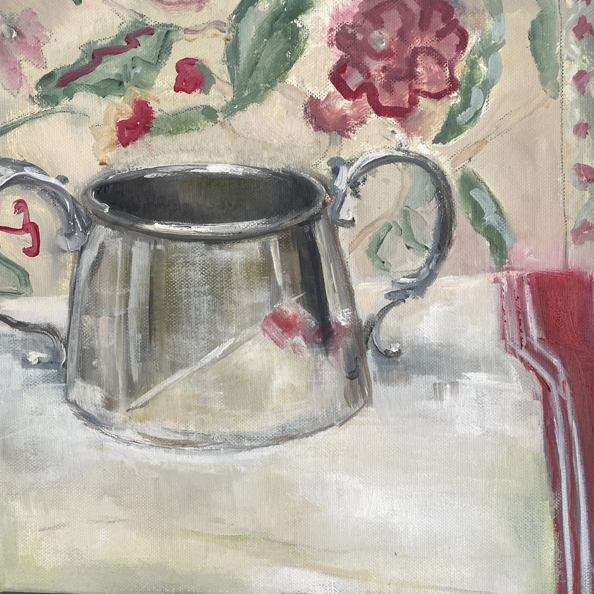 The silver pot, oil on canvas, 30x30cm.