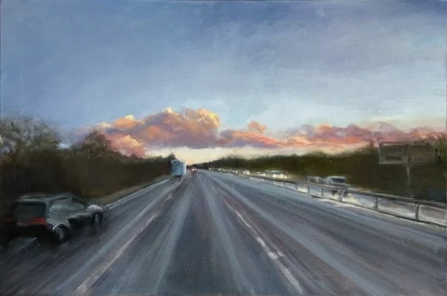 Sunset on the M23, oil on canvas framed 50x74cm framed (was £800) now £390