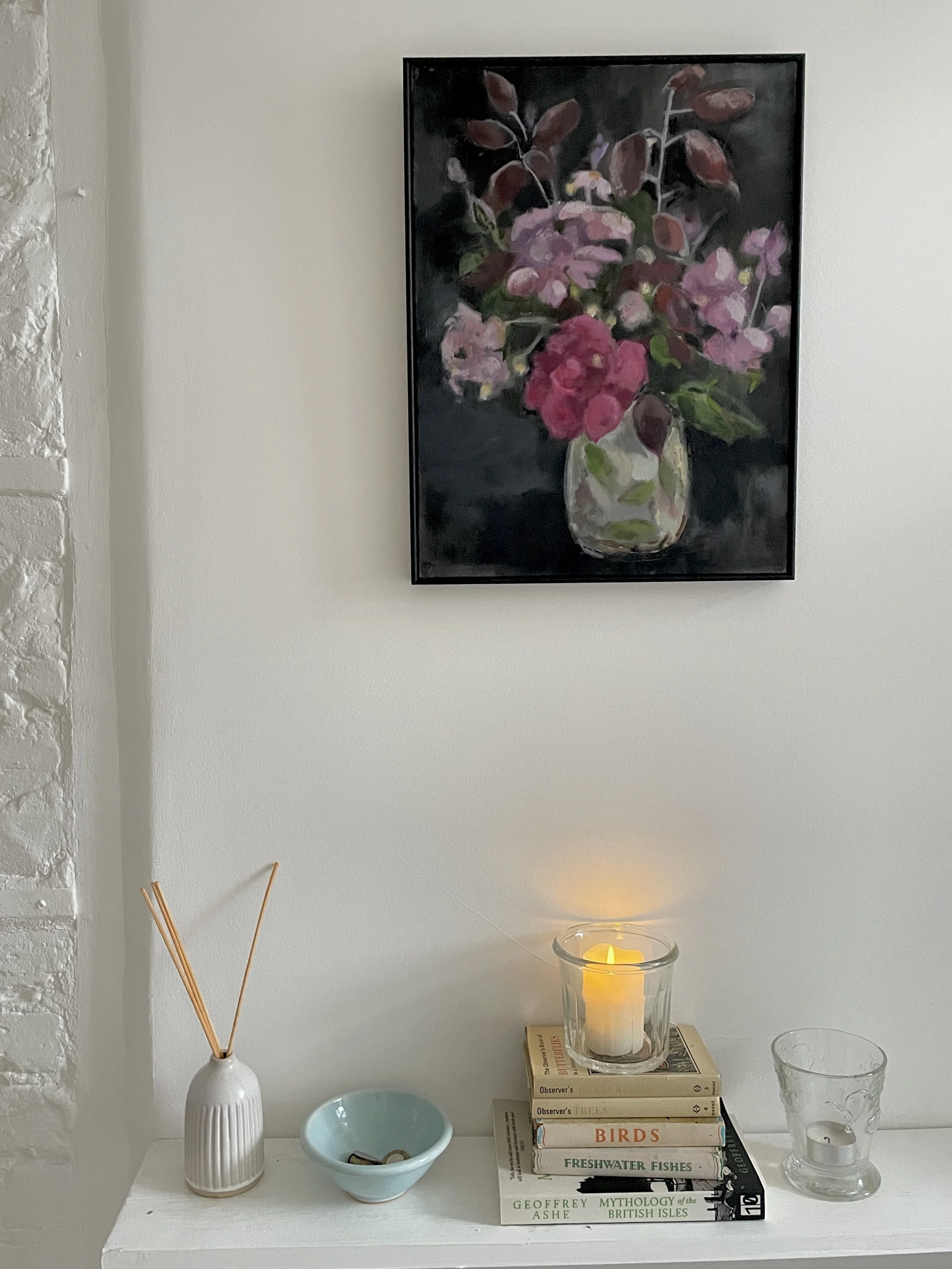 Flowers from a friend's garden, oil on board, framed was £350 sale price £200