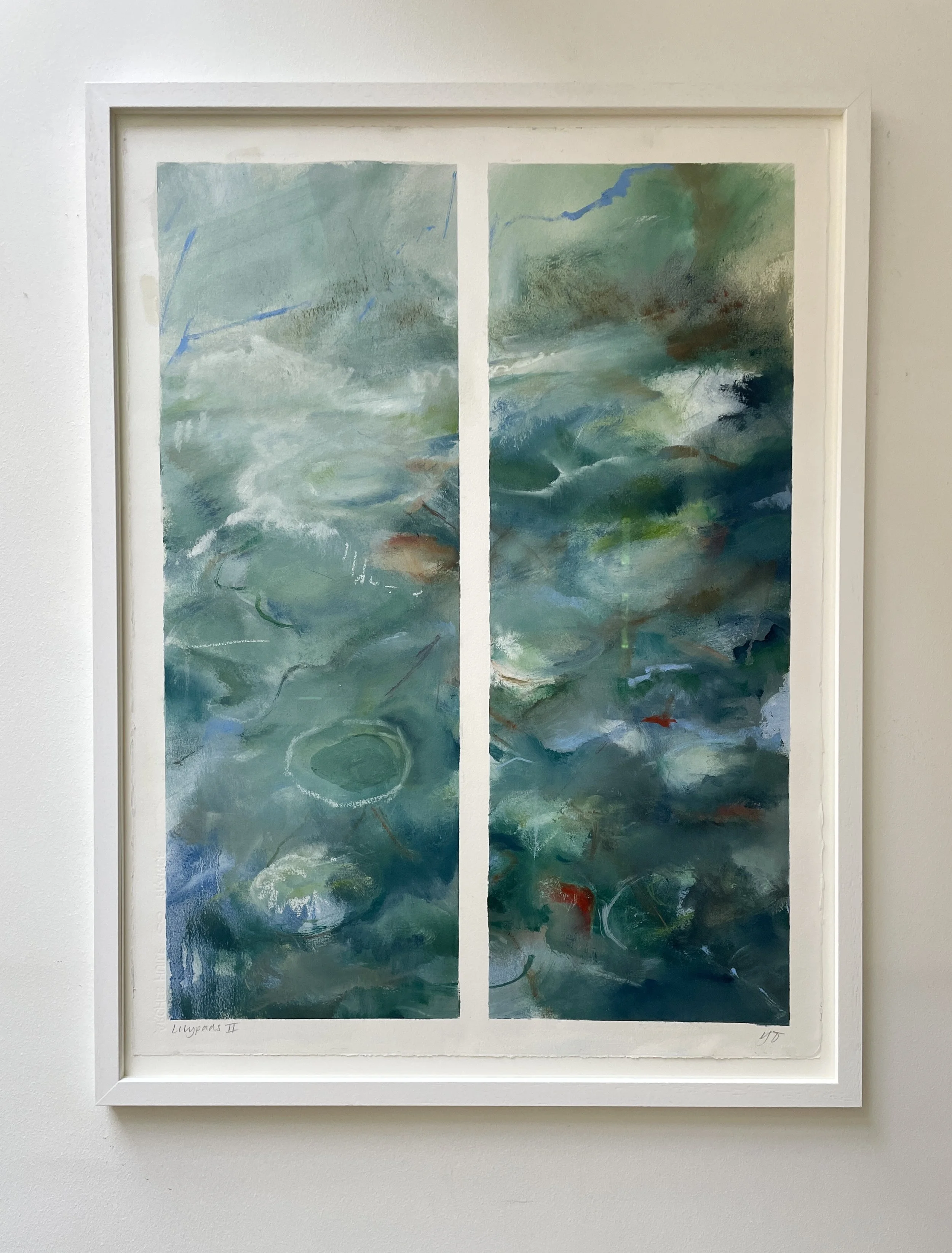 Lilypads 1, oil on paper, framed 83x63cm