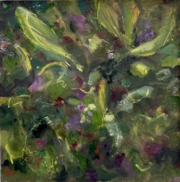 Patch of land, oil on board, framed, 20x20cm was £200 sale price £130