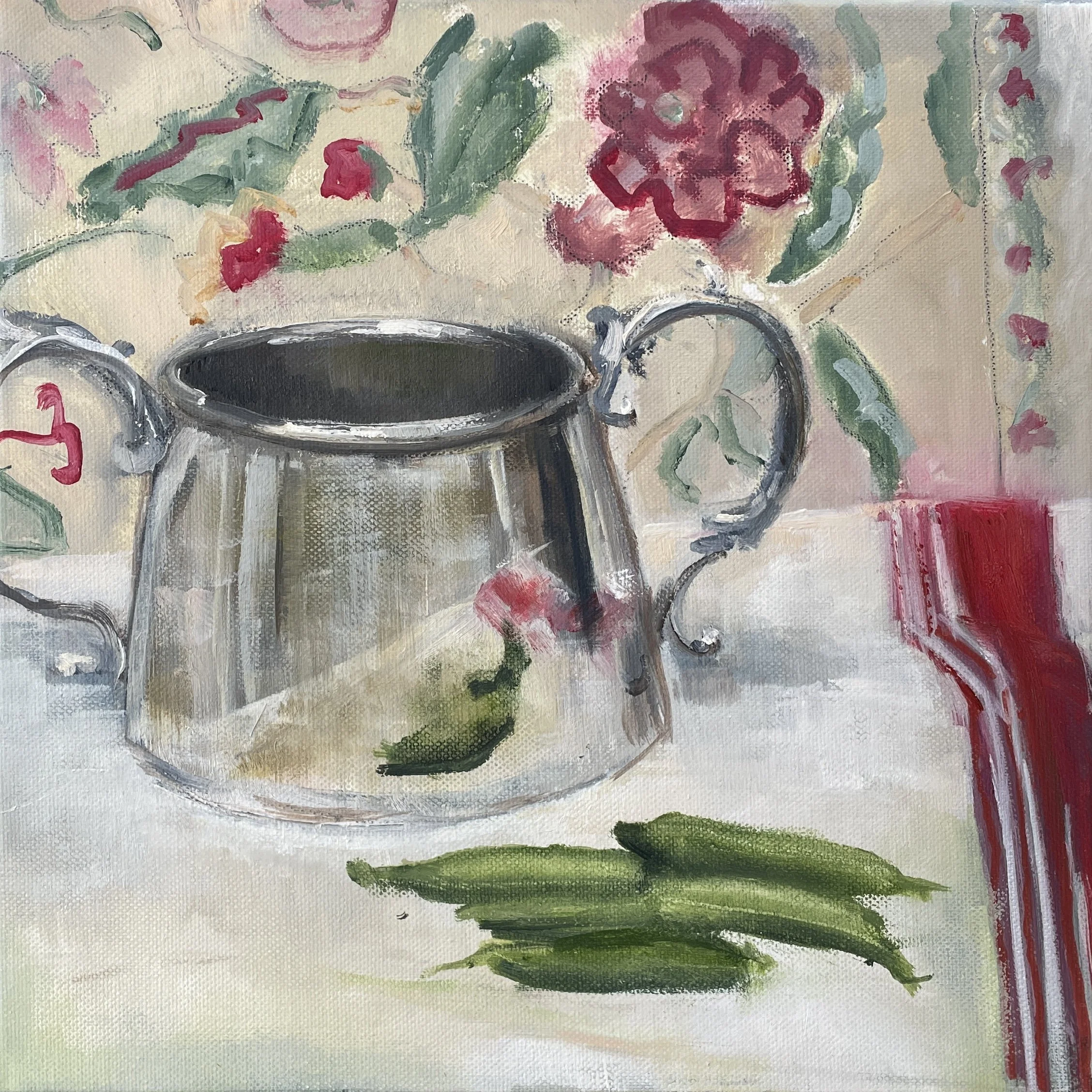 The silver pot, oil on canvas, 30x30cm.
