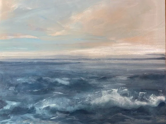 Why I swim early, oil on canvas framed 60x75cm (was £800) now £400