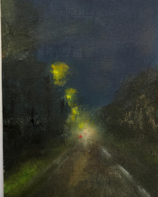 Driving home 5, oil on board framed 18x12cm (was £150) now £90
