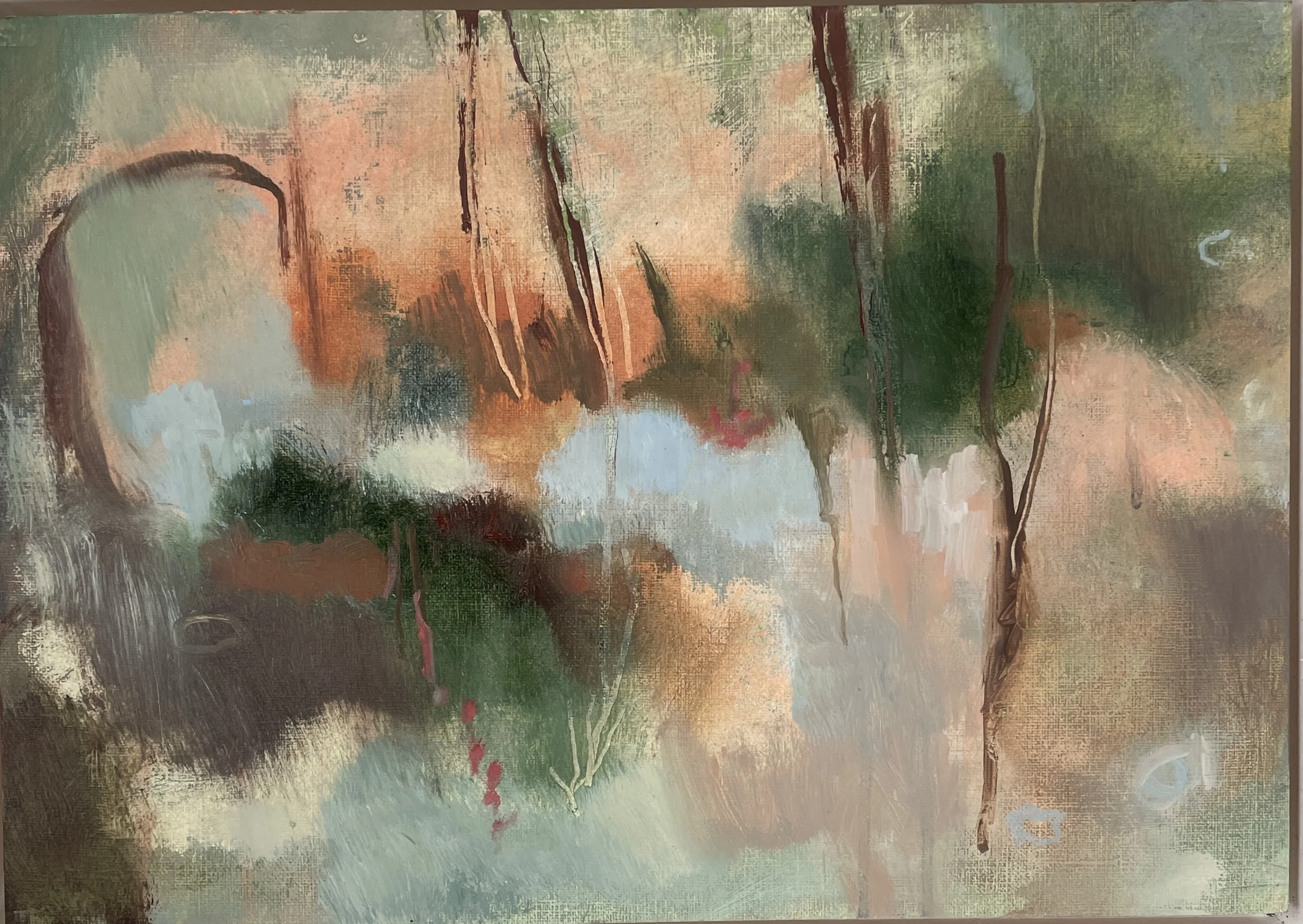 Running up the hill, oil on canvas card 21x29cm