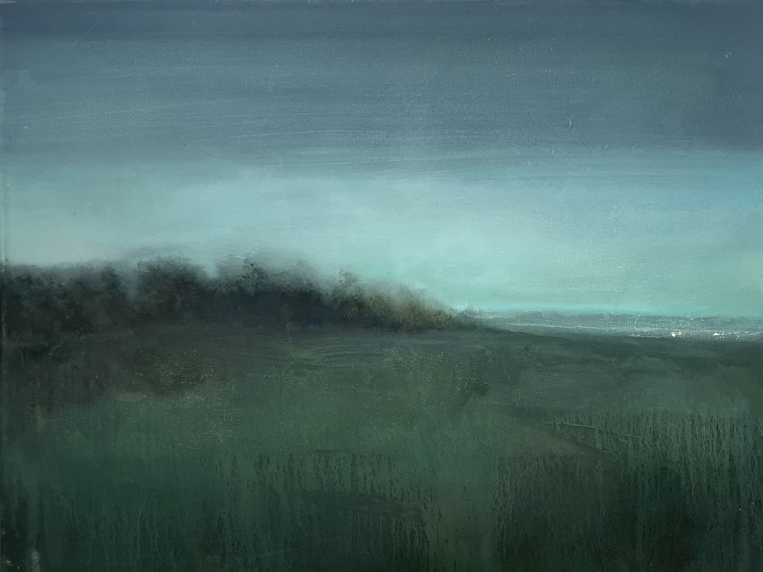Hilltop, twilight, oil on canvas framed 40x50cm was £480 sale price £380