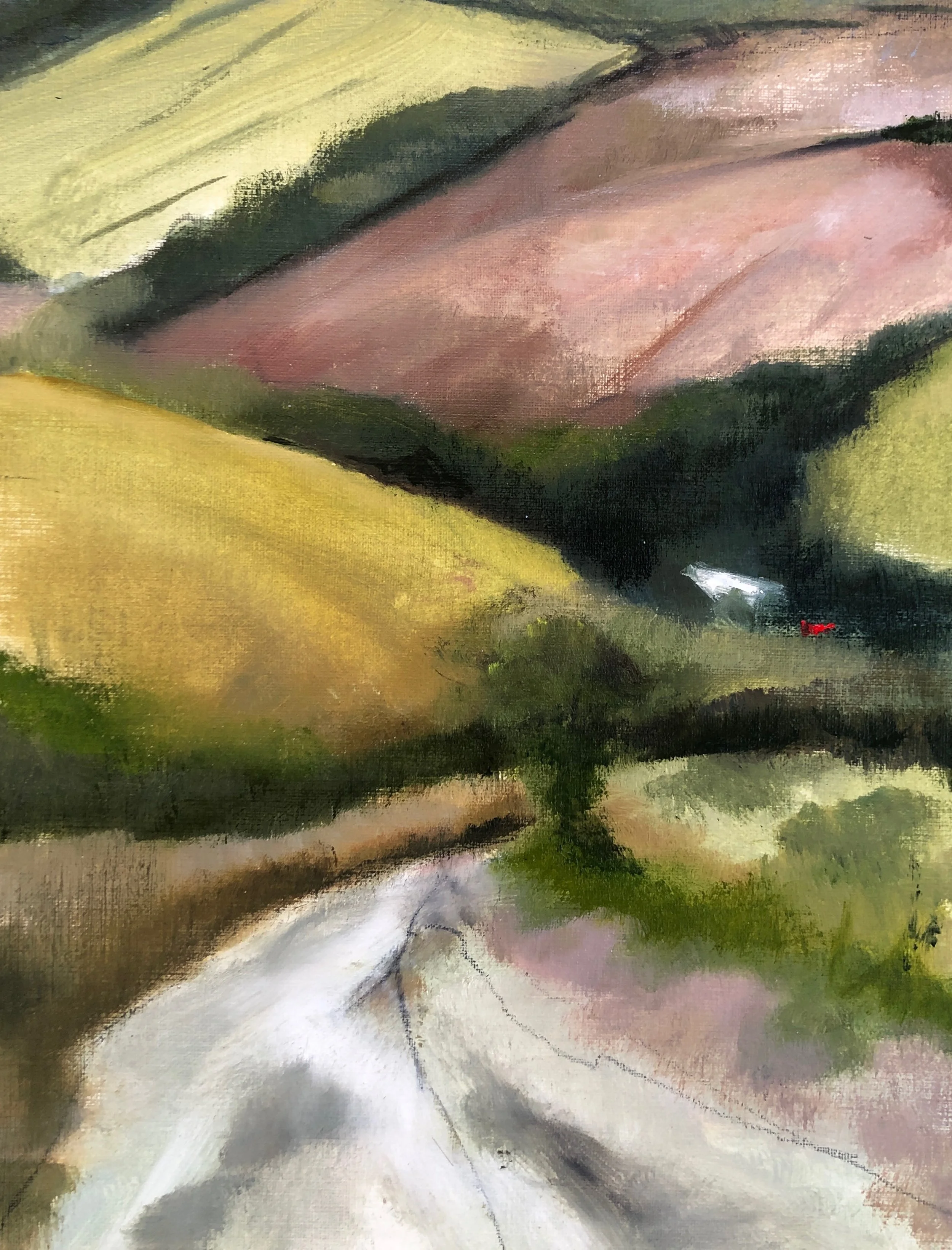 Road to Standean, oil on paper 30cx40 cm framed (was £200) now £95