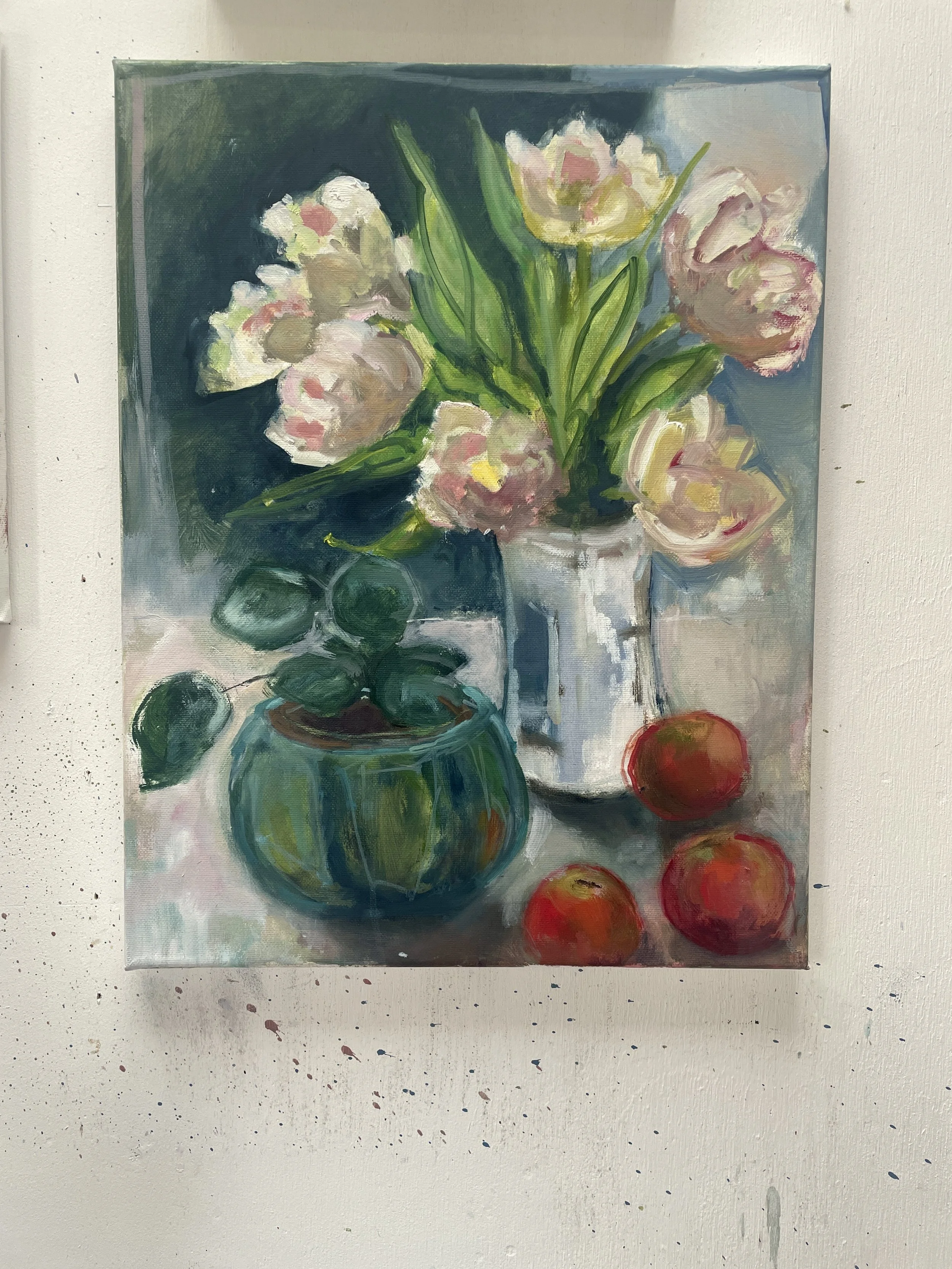 Tulips in early light, oil on canvas, 35x45cm