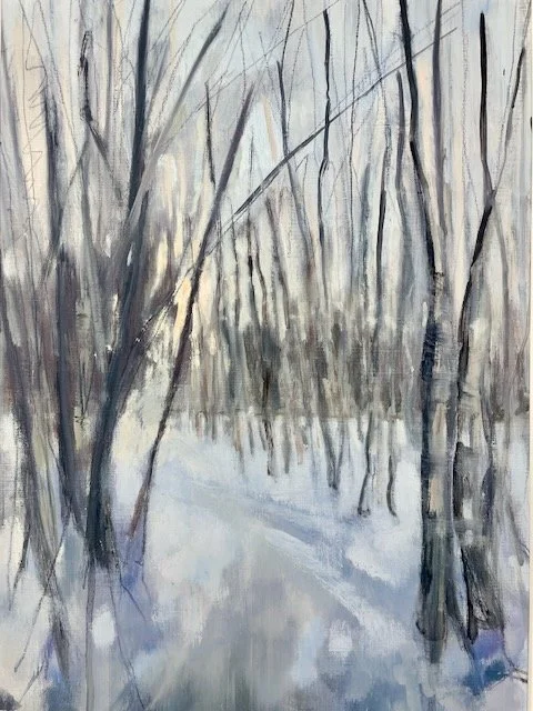 Birchwood, Lappland. OIl on paper, framed in white wood and glass. 50x60cm. Was £700, SALE £400