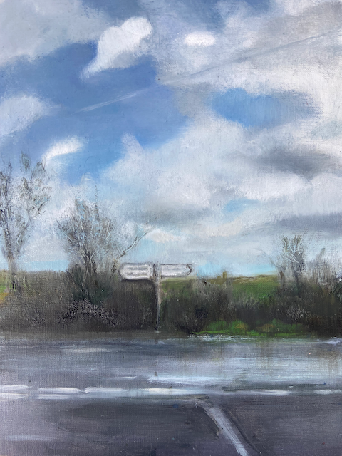 Signpost oil on canvas 21x30 cm framed, (was £350) now £190
