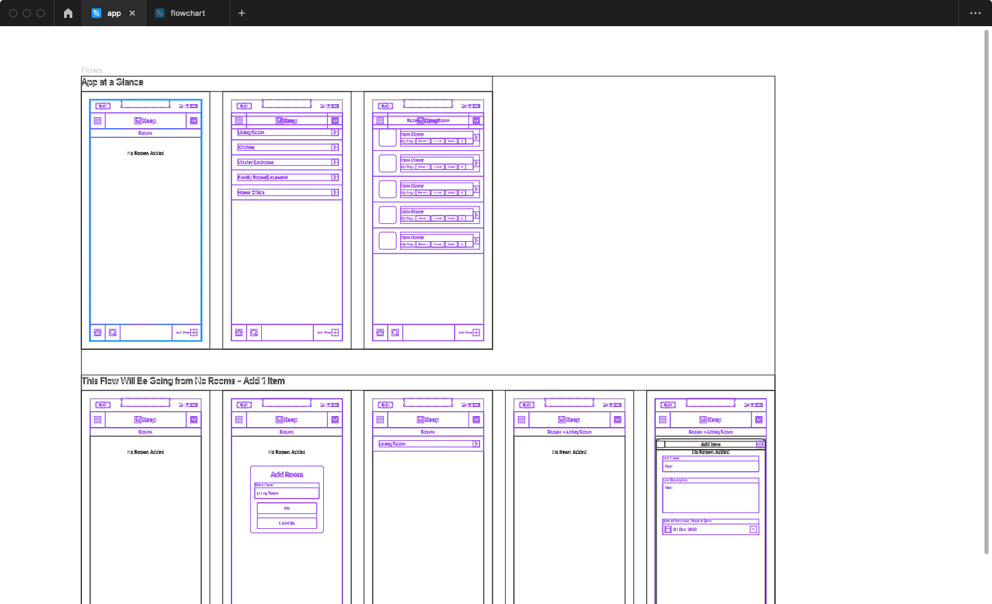 First-draft wireframes