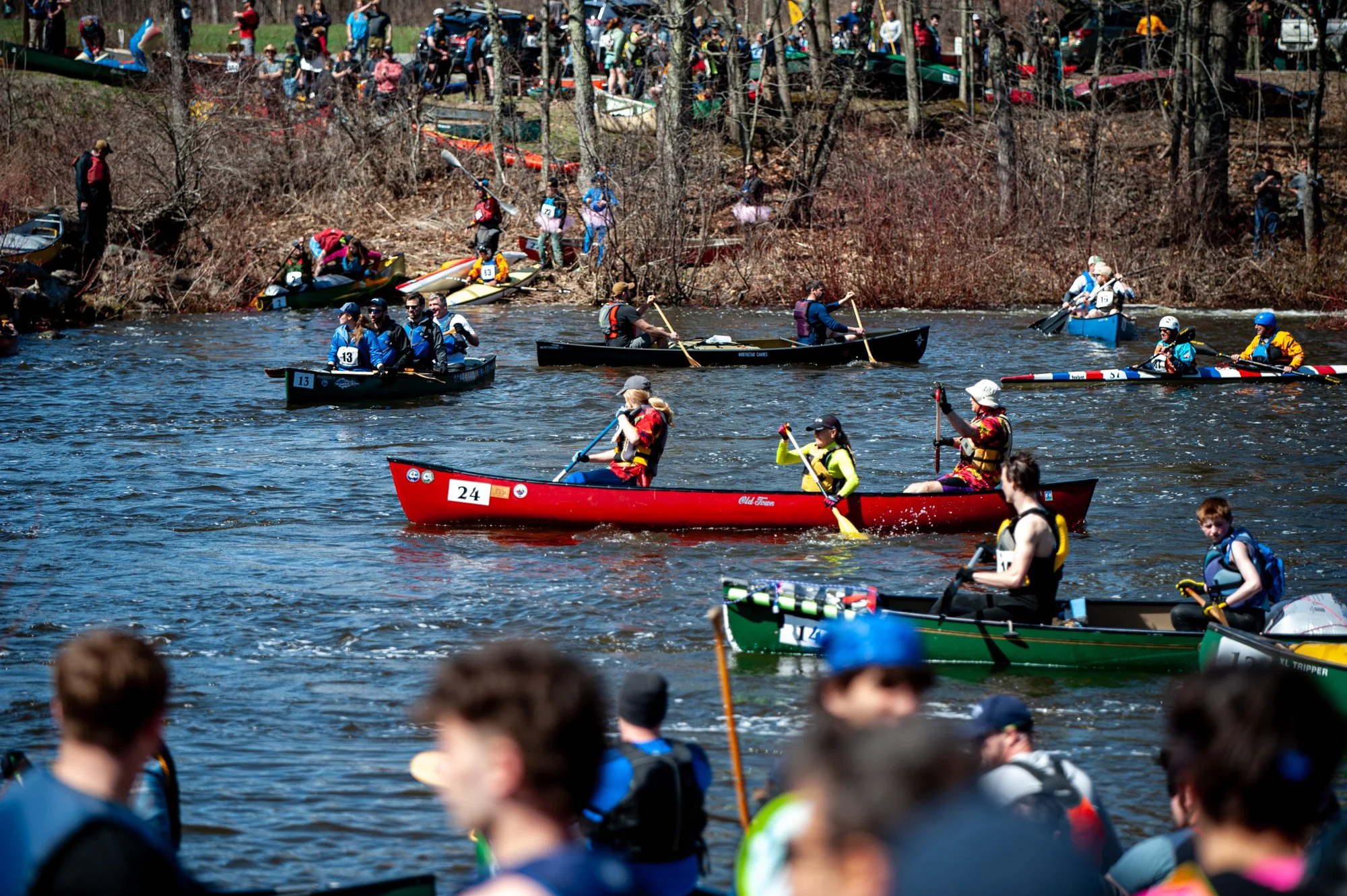 They're off! @ Kenduskeag Stream Canoe Race, April 18, 2026