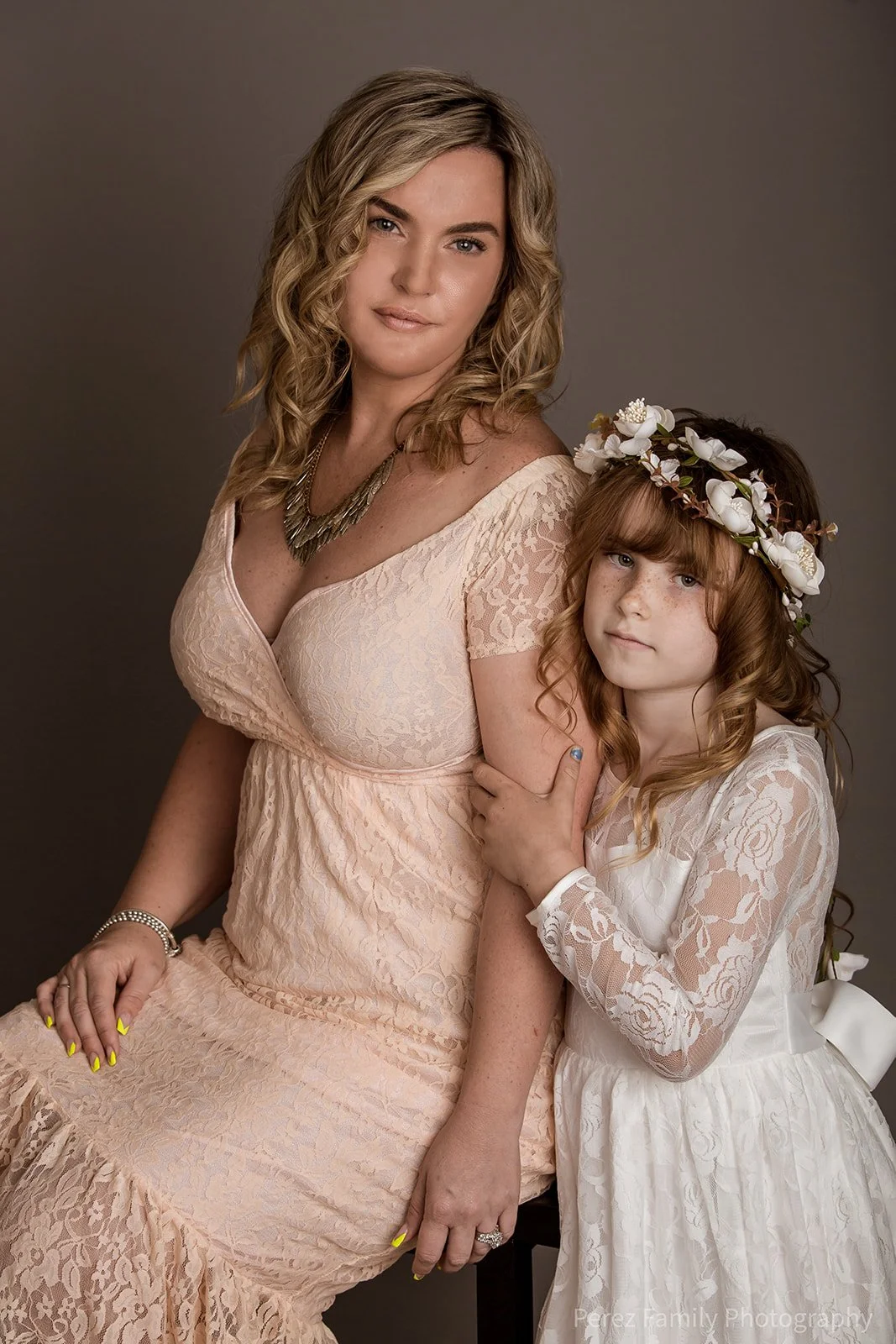 Mother and daughter connection, captures in home studio.
