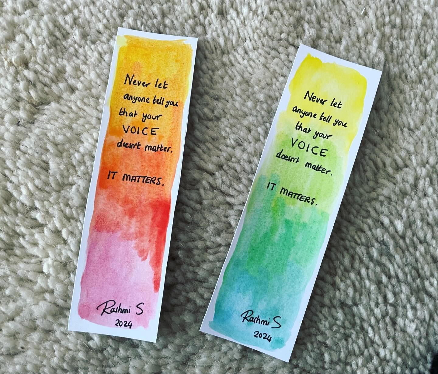 &ldquo;Never let anyone tell you that your voice doesn&rsquo;t matter. IT MATTERS.&rdquo; 💛 

Got my Bookmark Project bookmarks in at the LAST minute this year but they&rsquo;re now up as Lots 617 and 618 to raise money for Katiyo Primary School in 