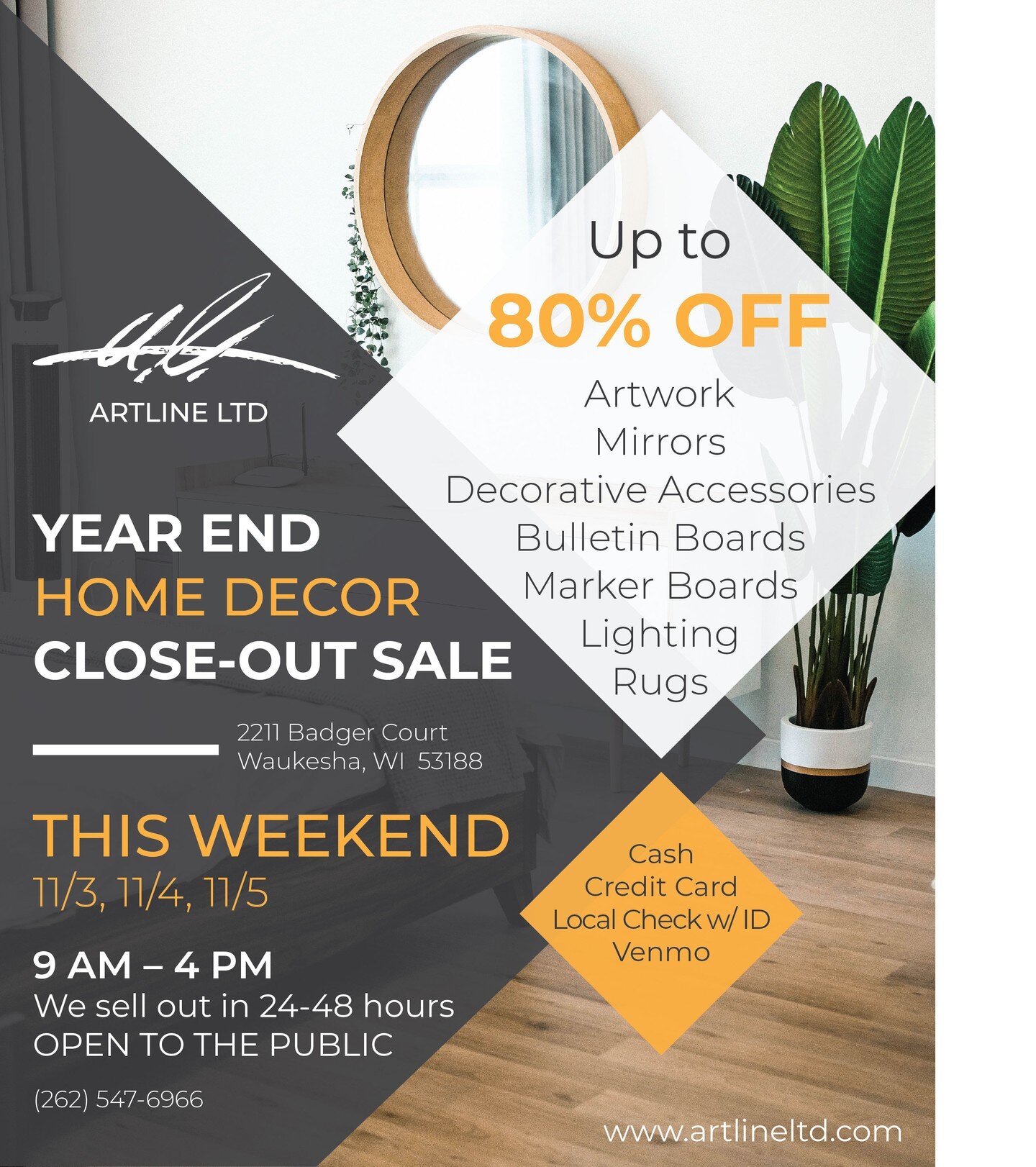 🎉 Don't miss out on our exclusive Year-End Closeout Sale! Get ready to spruce up your space with up to 80% off retail value on all home decor items! This weekend only, so hurry in and snag your favorites before they're gone! 💫 #YearEndSale #HomeDec