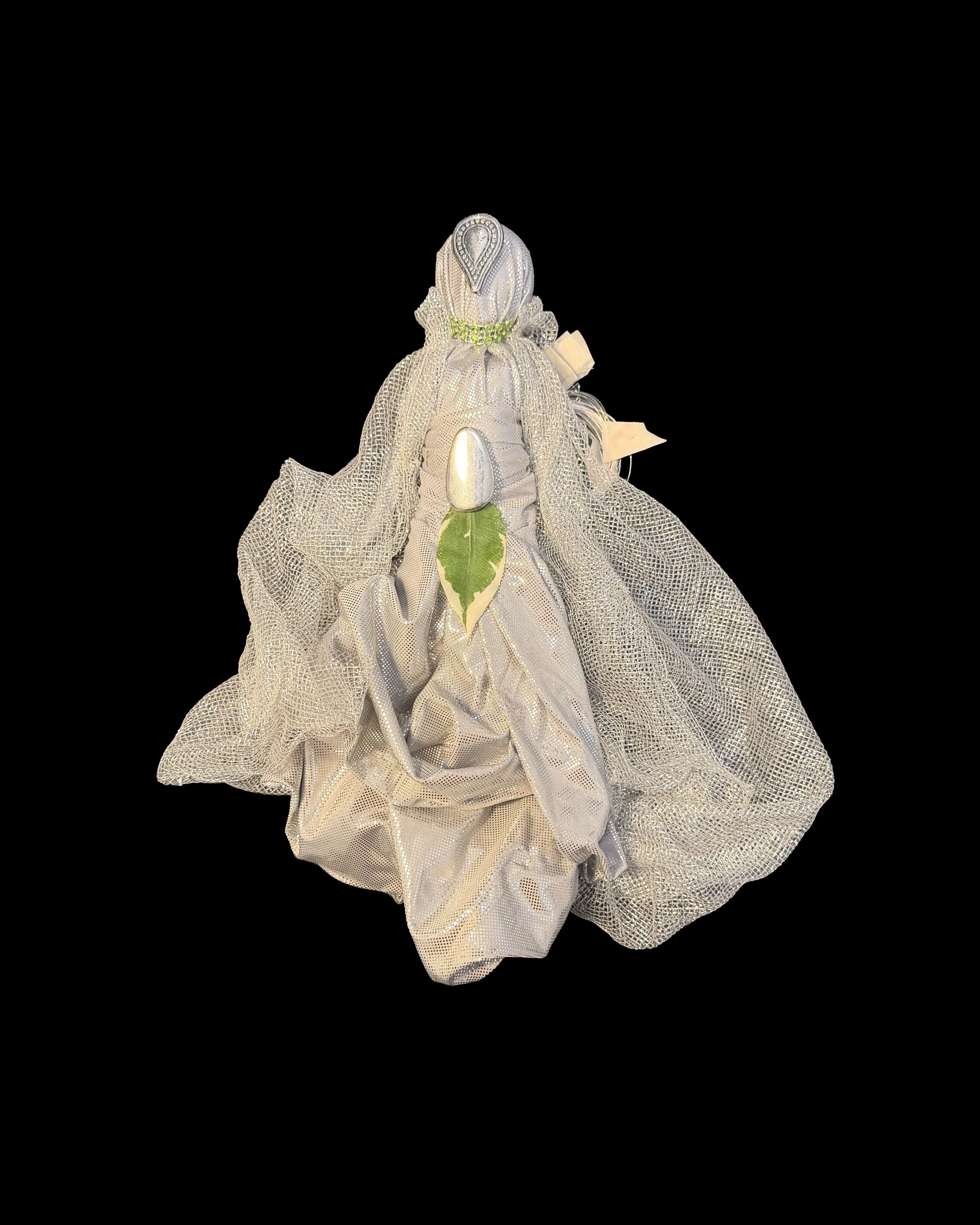  Ascension Spirit   
Soft Sculpture 
 Found Materials   
Discarded Doll, Fabric,  
Found Natural Materials,  
Costume Jewelry, Plastic Gems