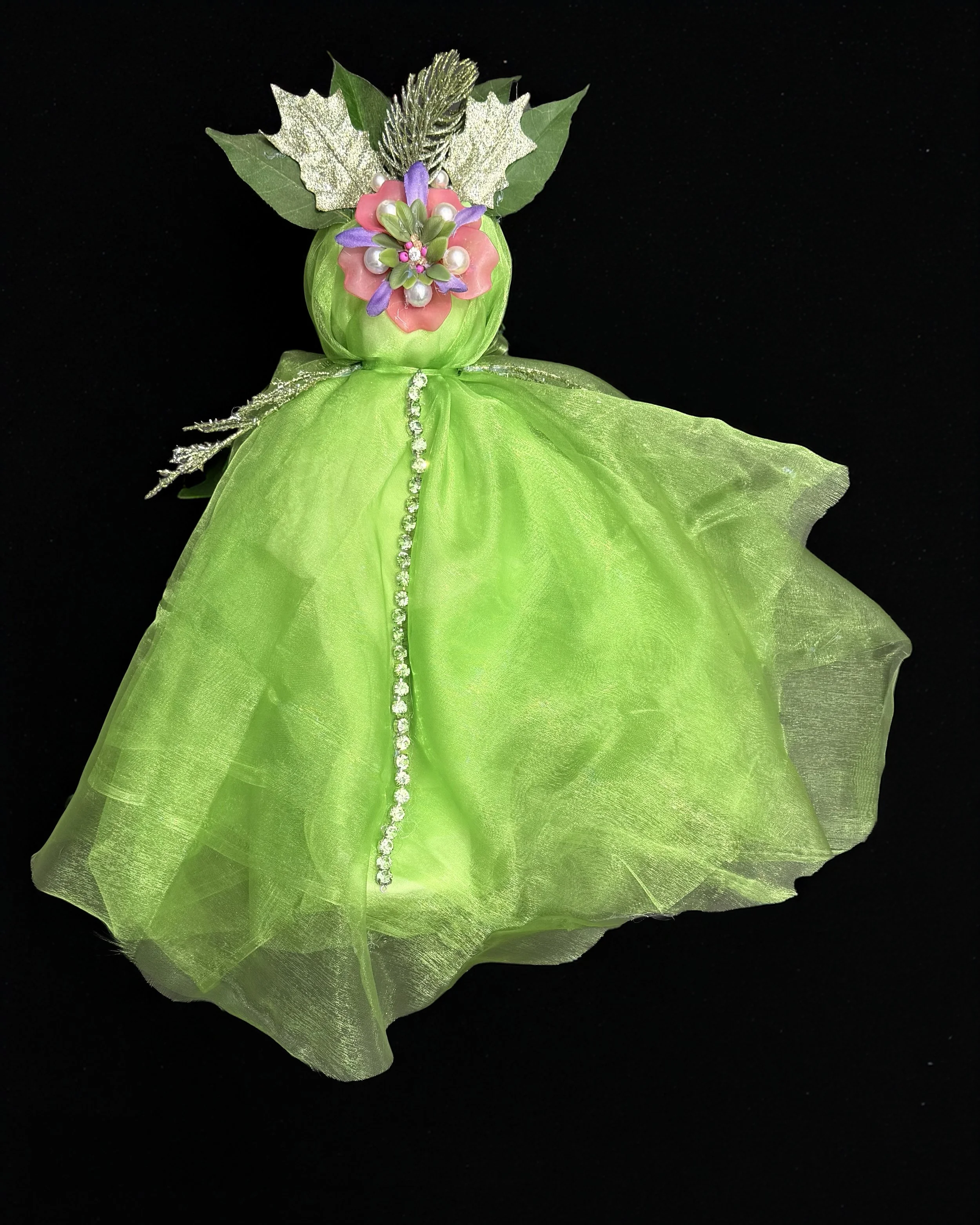  Ascension Spirit   
Soft Sculpture 
 Found Materials   
Discarded Doll, Fabric,  
Found Natural Materials,  
Costume Jewelry, Plastic Gems
