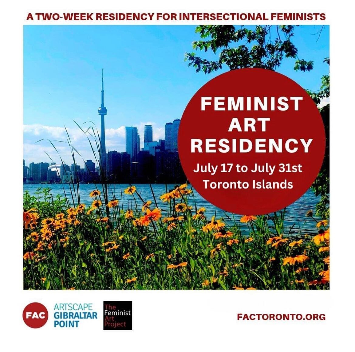 @torontofac residency is back!! ❤️😍 spread the word to any interested artists!
CALL FOR APPLICATIONS 

FEMINIST ART COLLECTIVE RESIDENCY 
July 17th to July 31st at Artscape Gibraltar Point 
Thematic residency with workshops/guest speakers and an 
Op