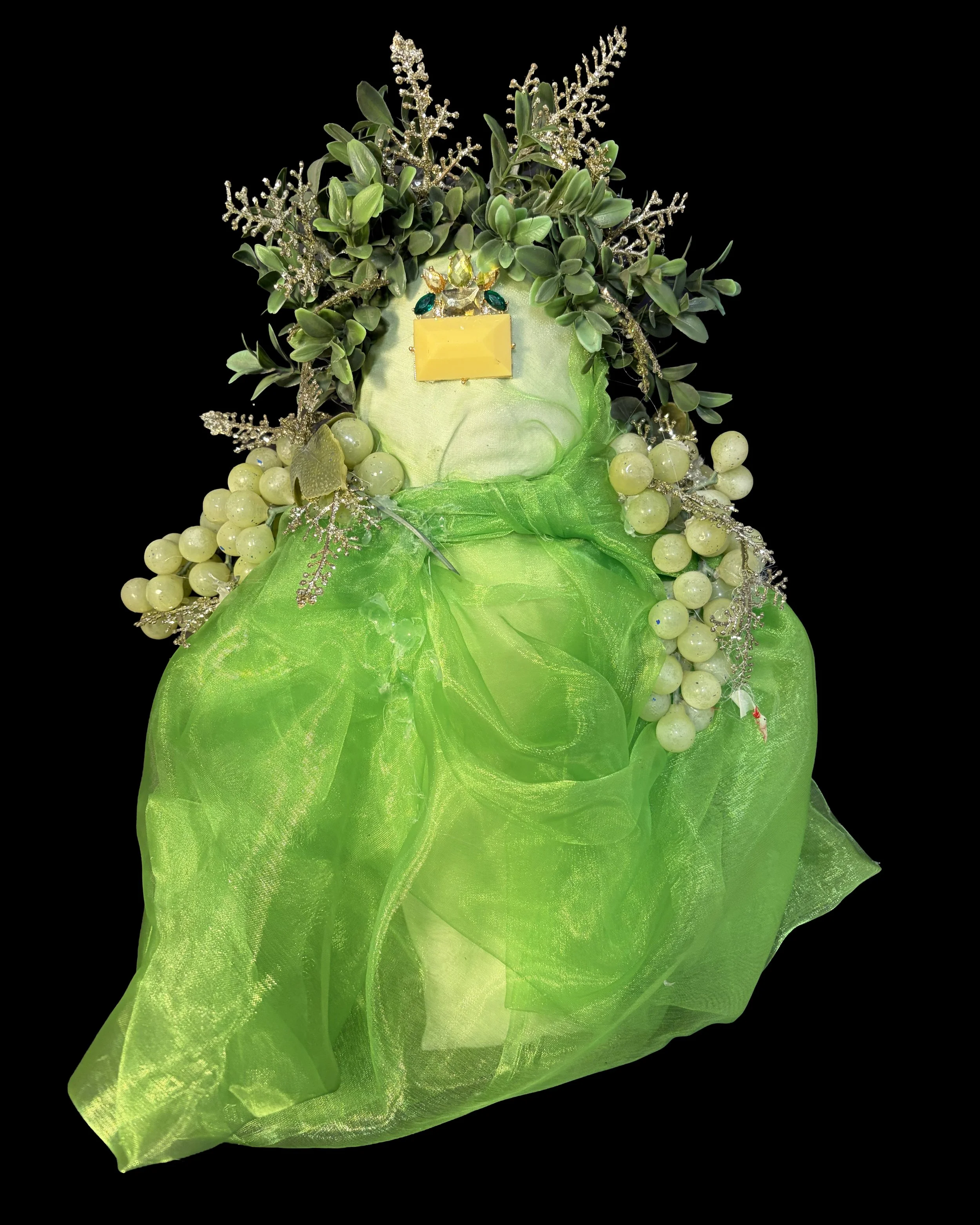  Ascension Spirit   
Soft Sculpture 
 Found Materials   
Discarded Doll, Fabric,  
Found Natural Materials,  
Costume Jewelry, Plastic Gems