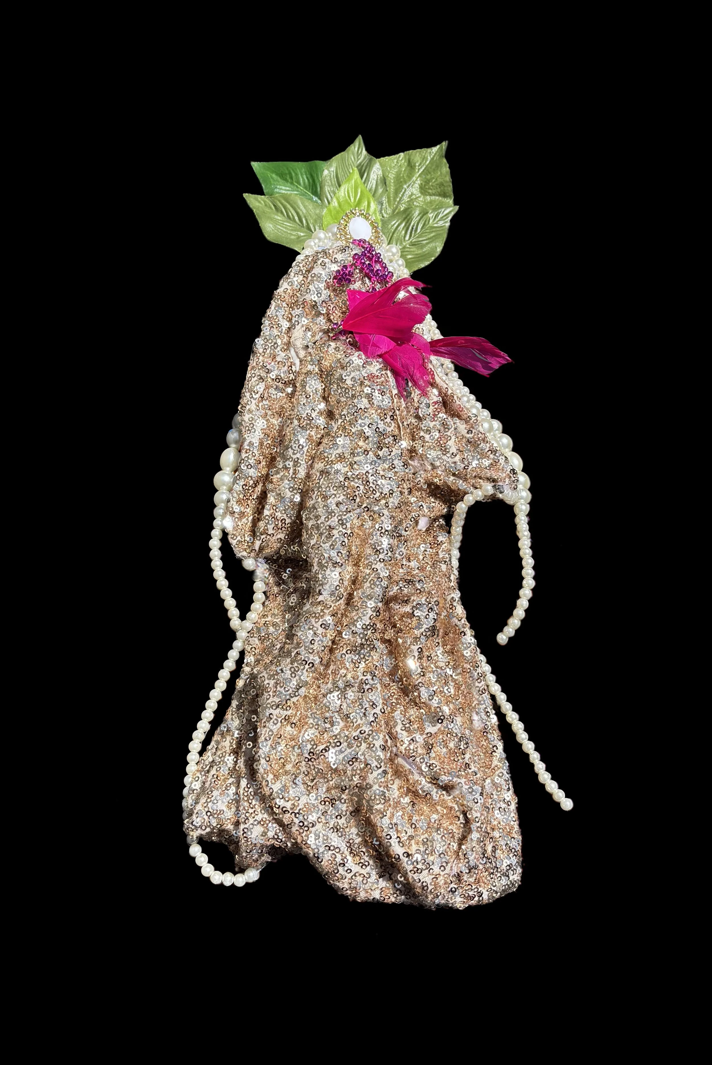  Ascension Spirit   
Soft Sculpture 
 Found Materials   
Discarded Doll, Fabric,  
Found Natural Materials,  
Costume Jewelry, Plastic Gems