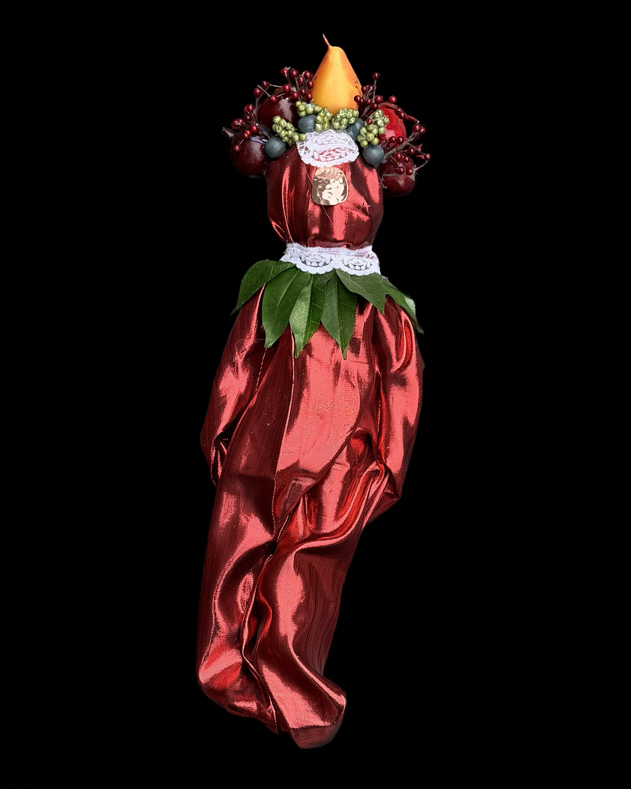  Ascension Spirit   
Soft Sculpture 
 Found Materials   
Discarded Doll, Fabric,  
Found Natural Materials,  
Costume Jewelry, Plastic Gems