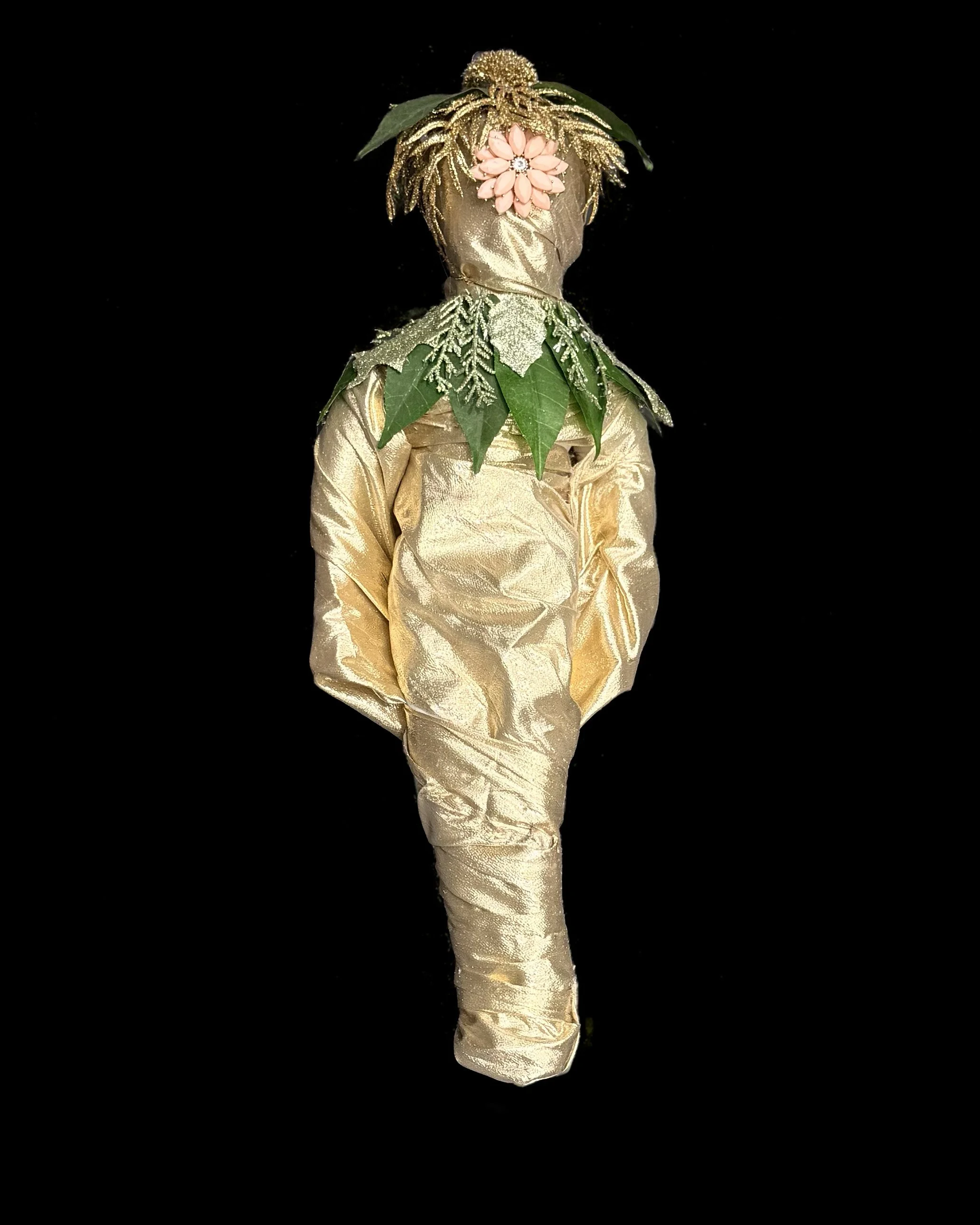  Ascension Spirit   
Soft Sculpture 
 Found Materials   
Discarded Doll, Fabric,  
Found Natural Materials,  
Costume Jewelry, Plastic Gems