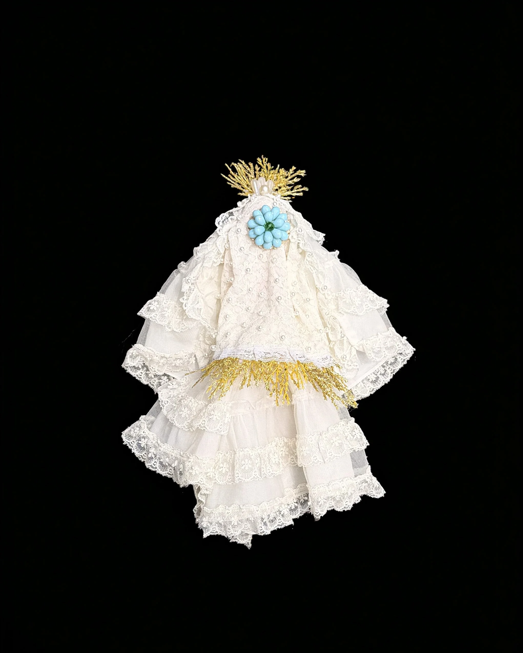  Ascension Spirit   
Soft Sculpture 
 Found Materials   
Discarded Doll, Fabric,  
Found Natural Materials,  
Costume Jewelry, Plastic Gems