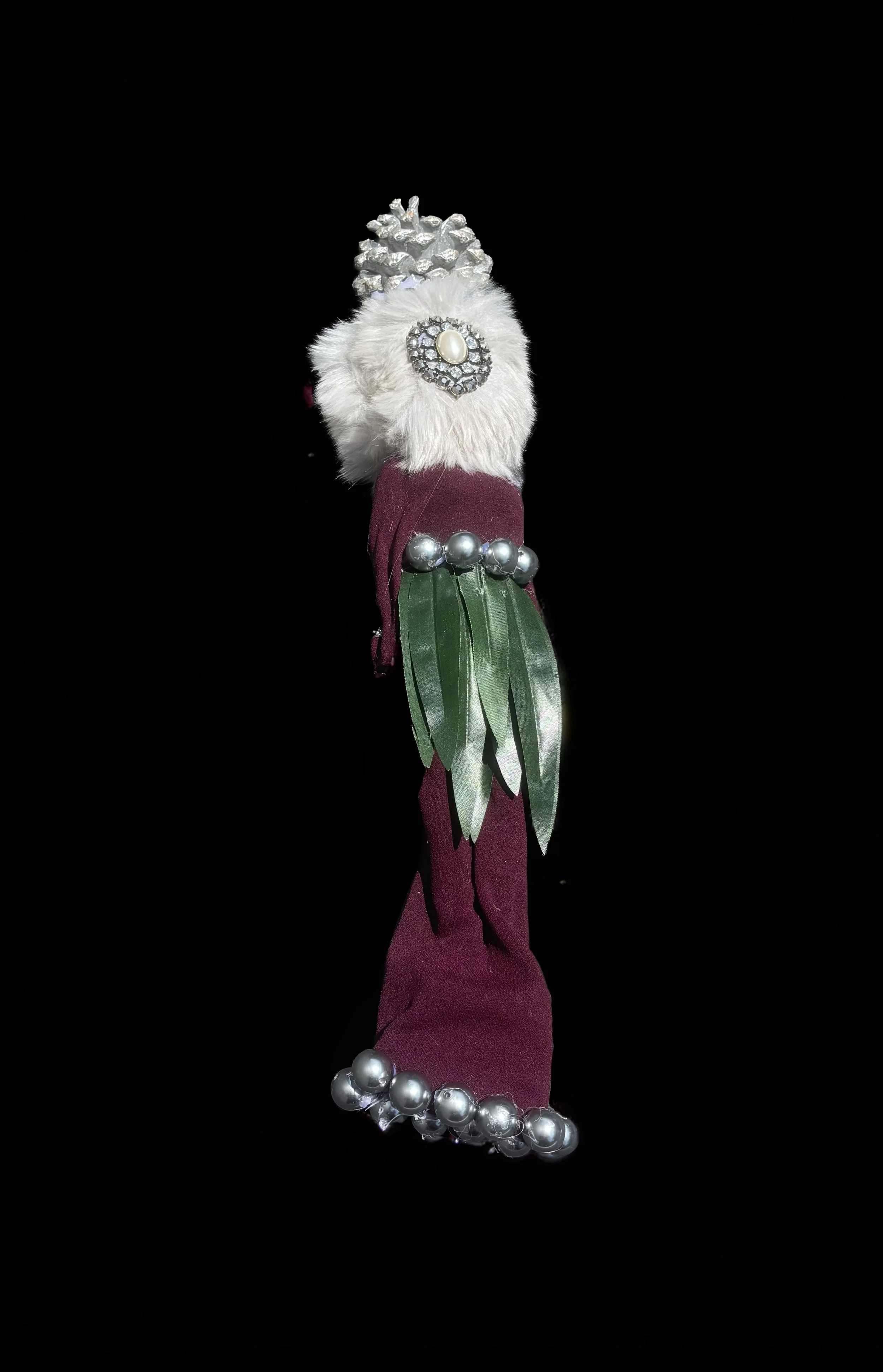  Ascension Spirit   
Soft Sculpture 
 Found Materials   
Discarded Doll, Fabric,  
Found Natural Materials,  
Costume Jewelry, Plastic Gems