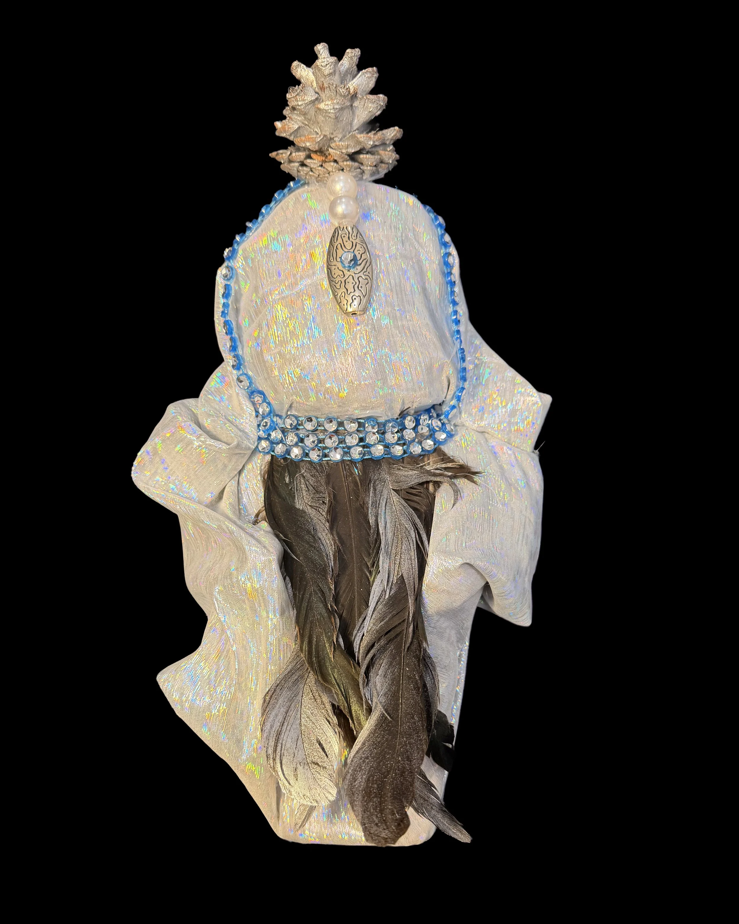  Ascension Spirit   
Soft Sculpture 
 Found Materials   
Discarded Doll, Fabric,  
Found Natural Materials,  
Costume Jewelry, Plastic Gems