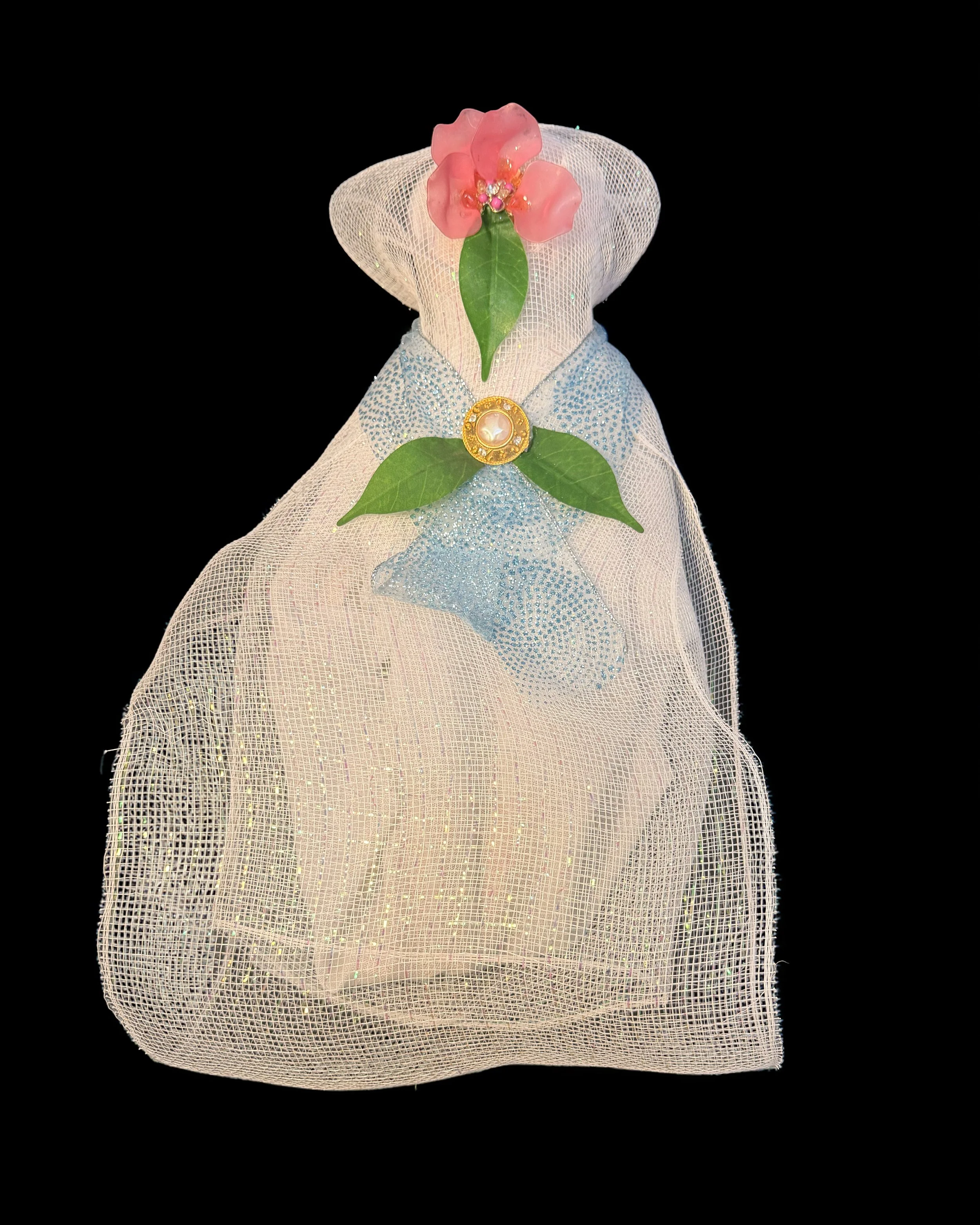  Ascension Spirit   
Soft Sculpture 
 Found Materials   
Discarded Doll, Fabric,  
Found Natural Materials,  
Costume Jewelry, Plastic Gems
