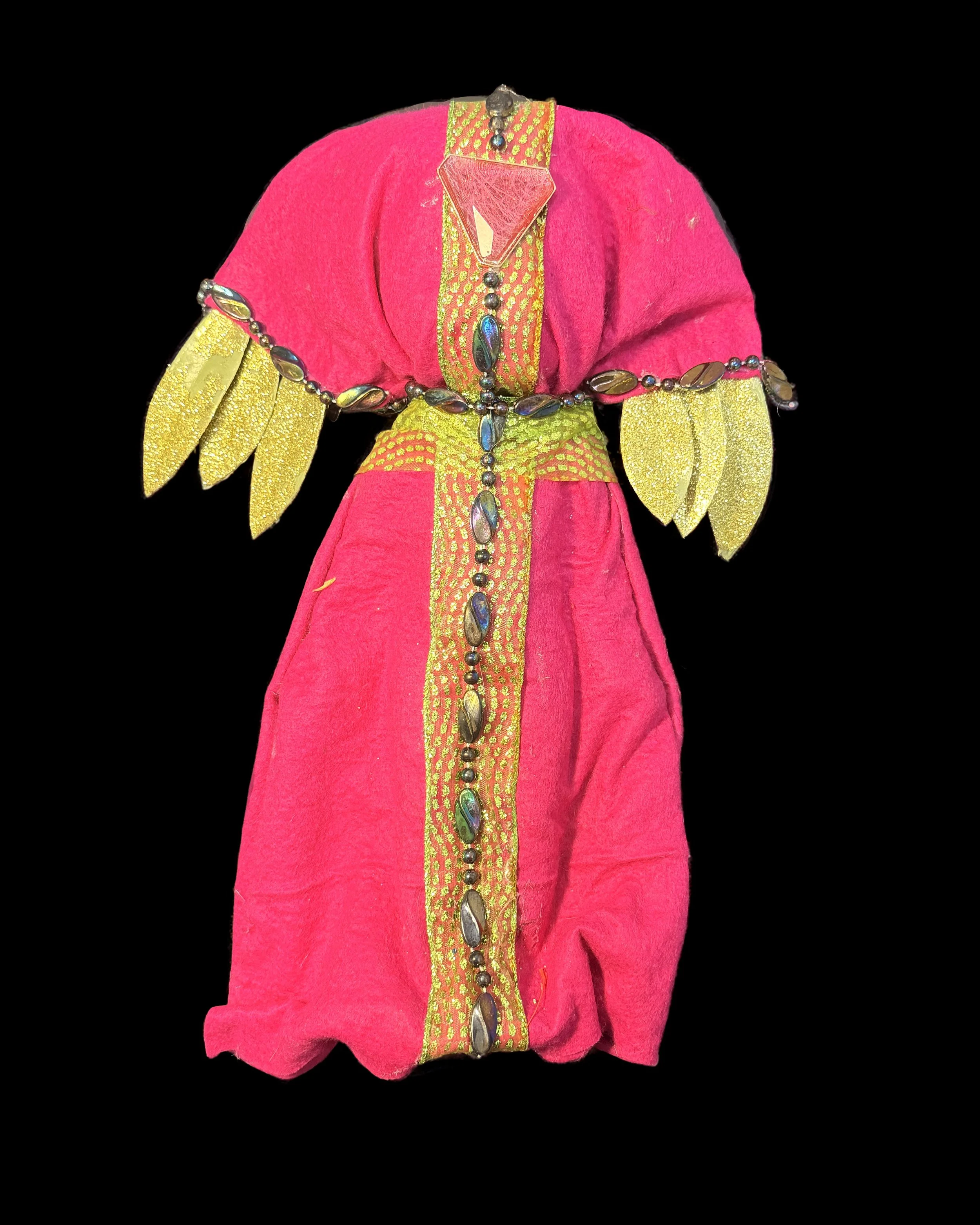  Ascension Spirit   
Soft Sculpture 
 Found Materials   
Discarded Doll, Fabric,  
Found Natural Materials,  
Costume Jewelry, Plastic Gems