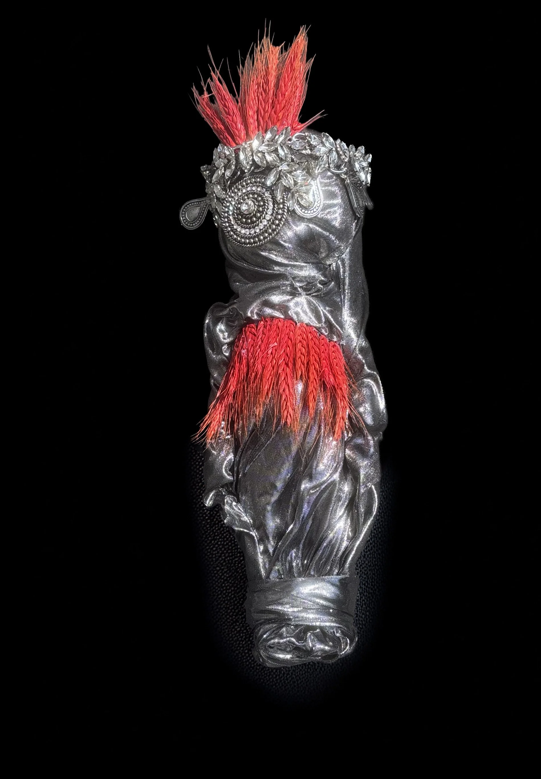  Ascension Spirit   
Soft Sculpture 
 Found Materials   
Discarded Doll, Fabric,  
Found Natural Materials,  
Costume Jewelry, Plastic Gems