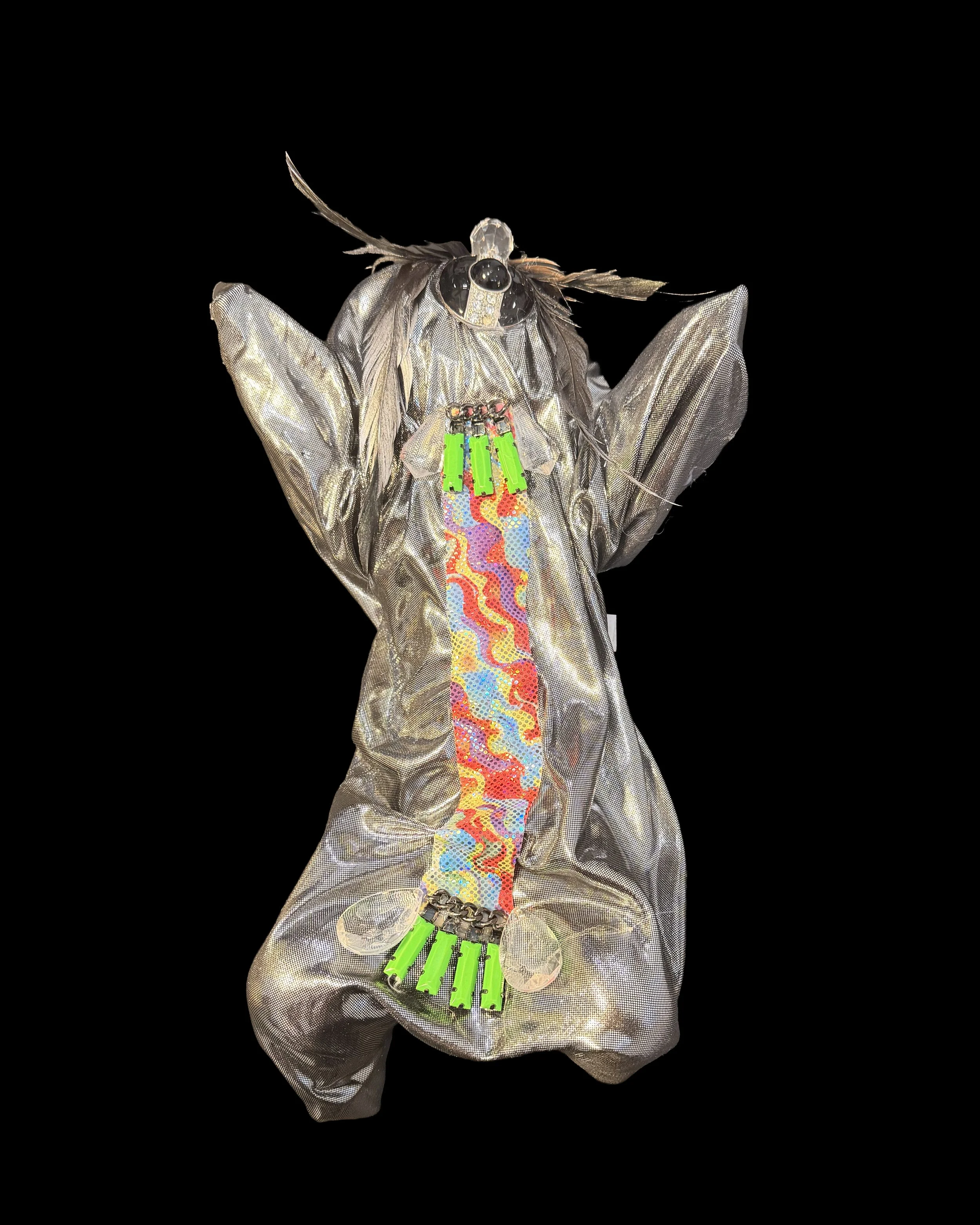  Ascension Spirit   
Soft Sculpture 
 Found Materials   
Discarded Doll, Fabric,  
Found Natural Materials,  
Costume Jewelry, Plastic Gems