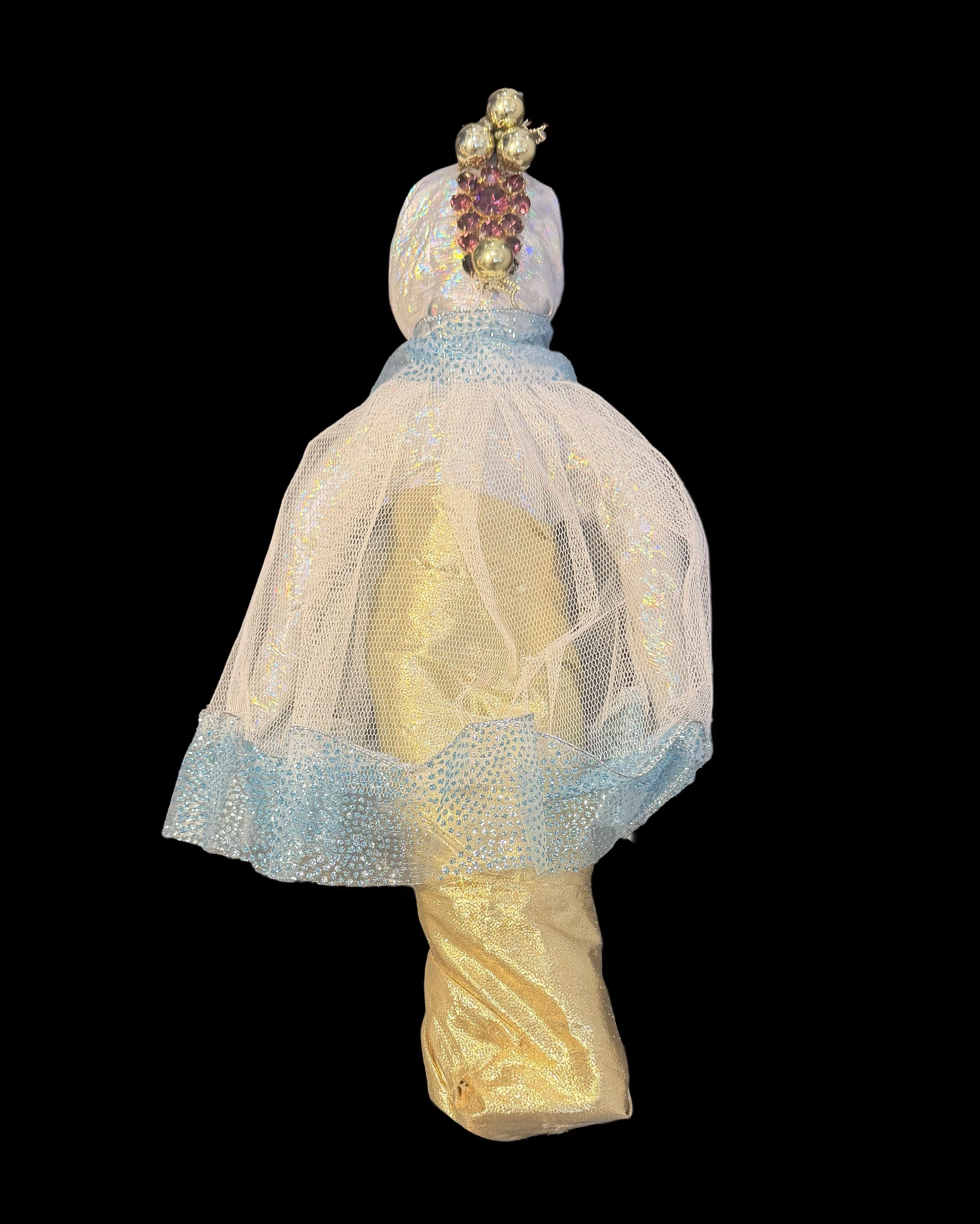  Ascension Spirit   
Soft Sculpture 
 Found Materials   
Discarded Doll, Fabric,  
Found Natural Materials,  
Costume Jewelry, Plastic Gems