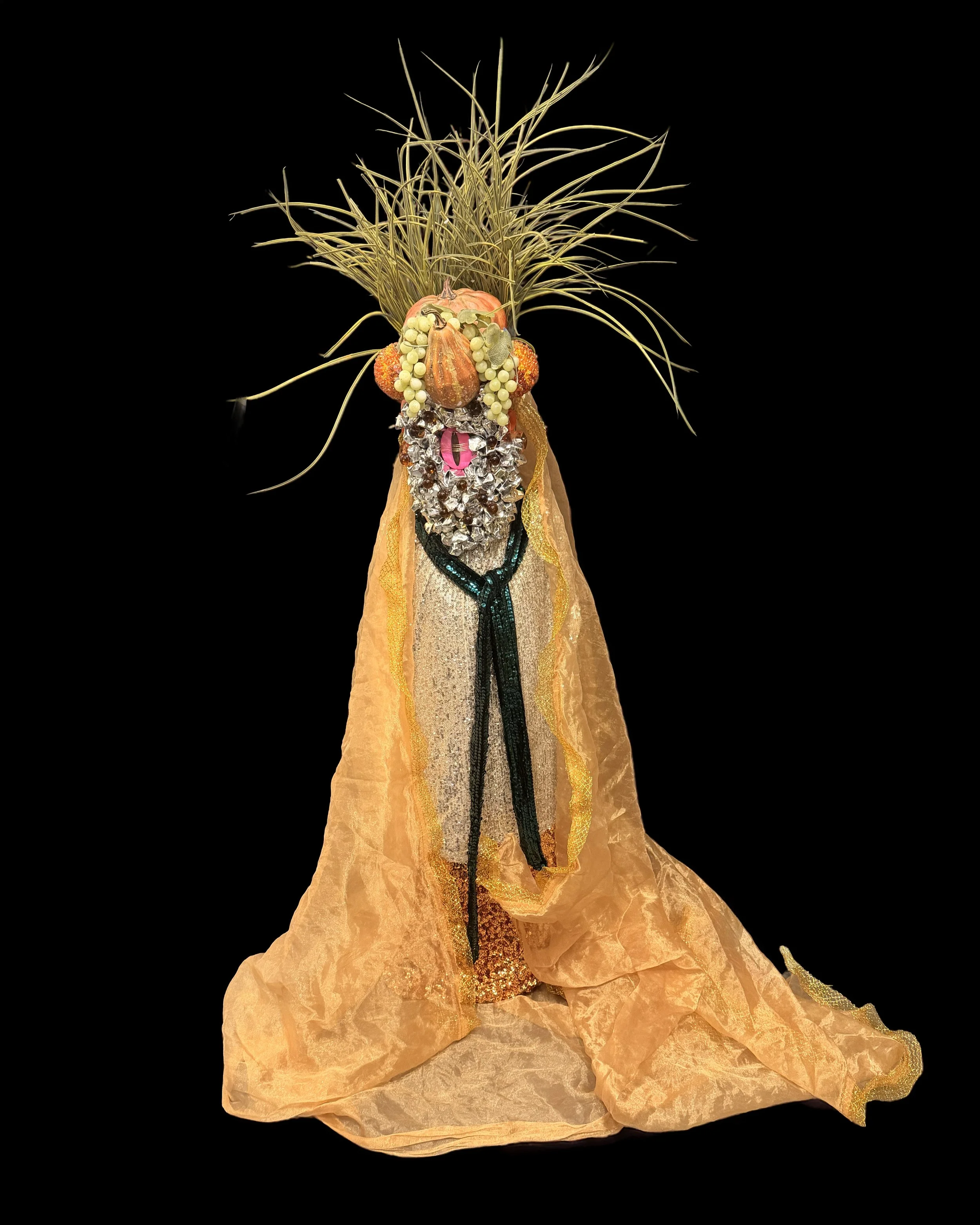  Ascension Spirit   
Soft Sculpture 
 Found Materials   
Discarded Doll, Fabric,  
Found Natural Materials,  
Costume Jewelry, Plastic Gems